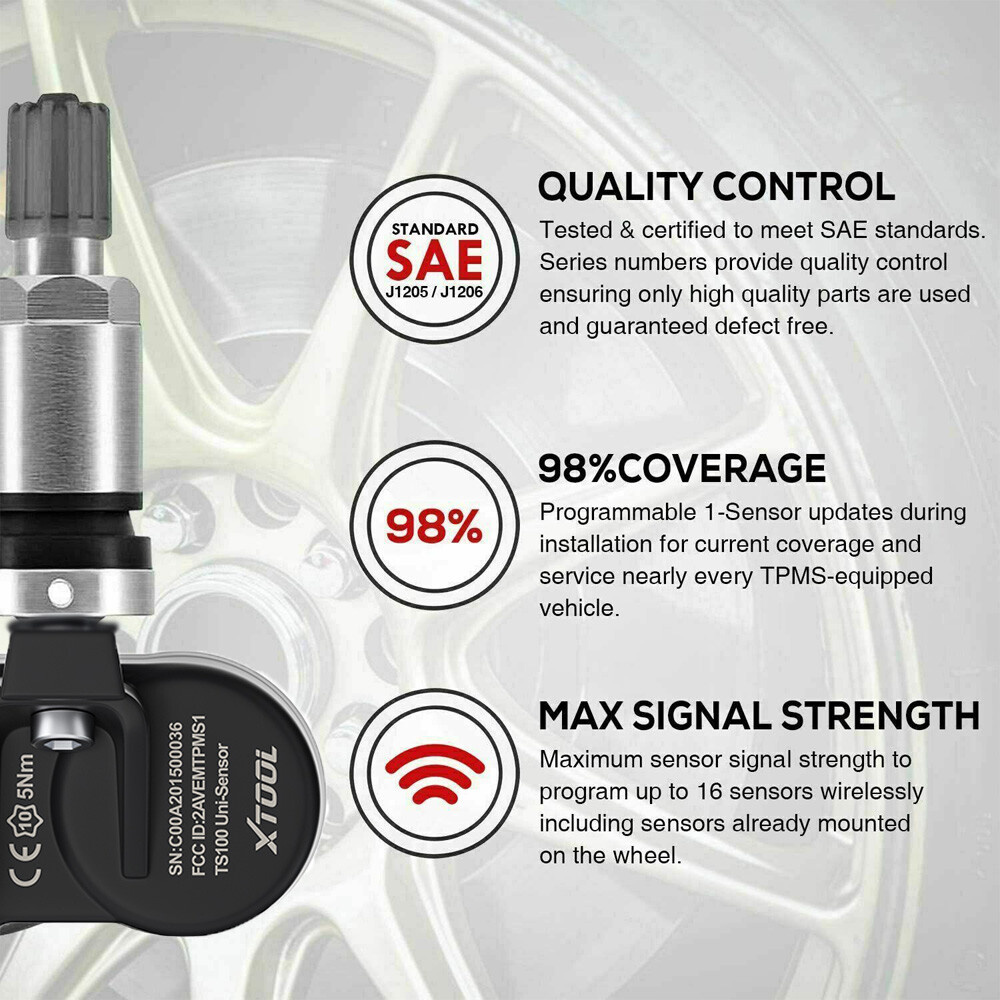 XTOOL TPMS TS100 315MHz 433MHz 2in1 Programmable Car Tire Pressure Sensor Metal