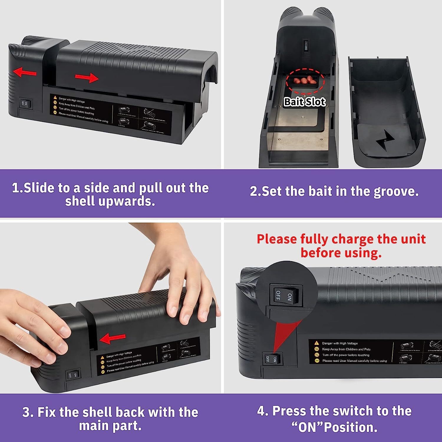 3PCS Electronic Mouse Trap Victor Control Rat Killer Pest Electric Rodent Zapper