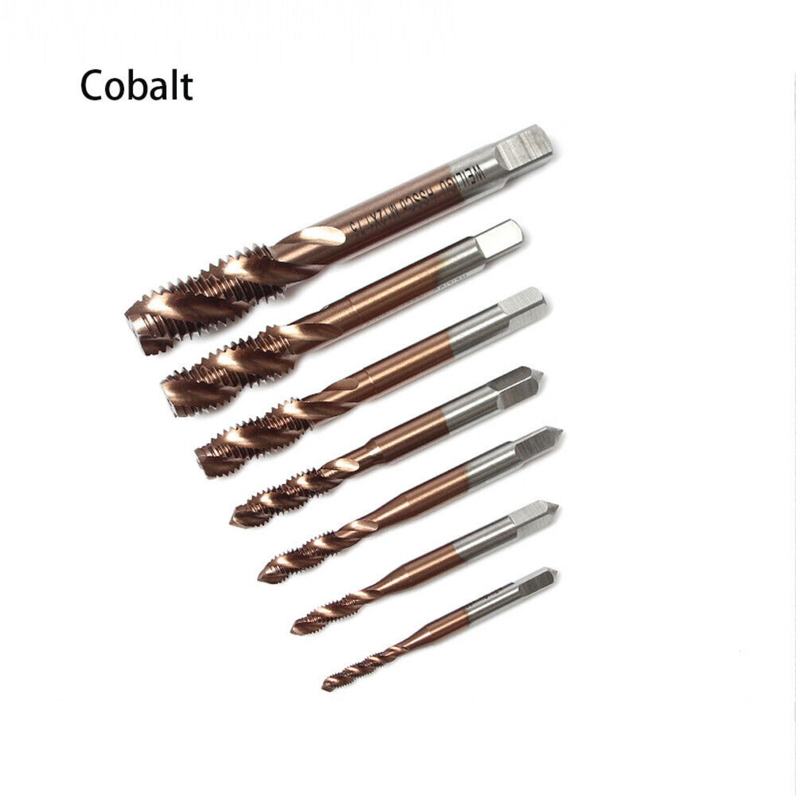 Spiral Flute Point HSS Machine Thread Taps Set TiN Coated / HSS-Co Cobalt M2-M12