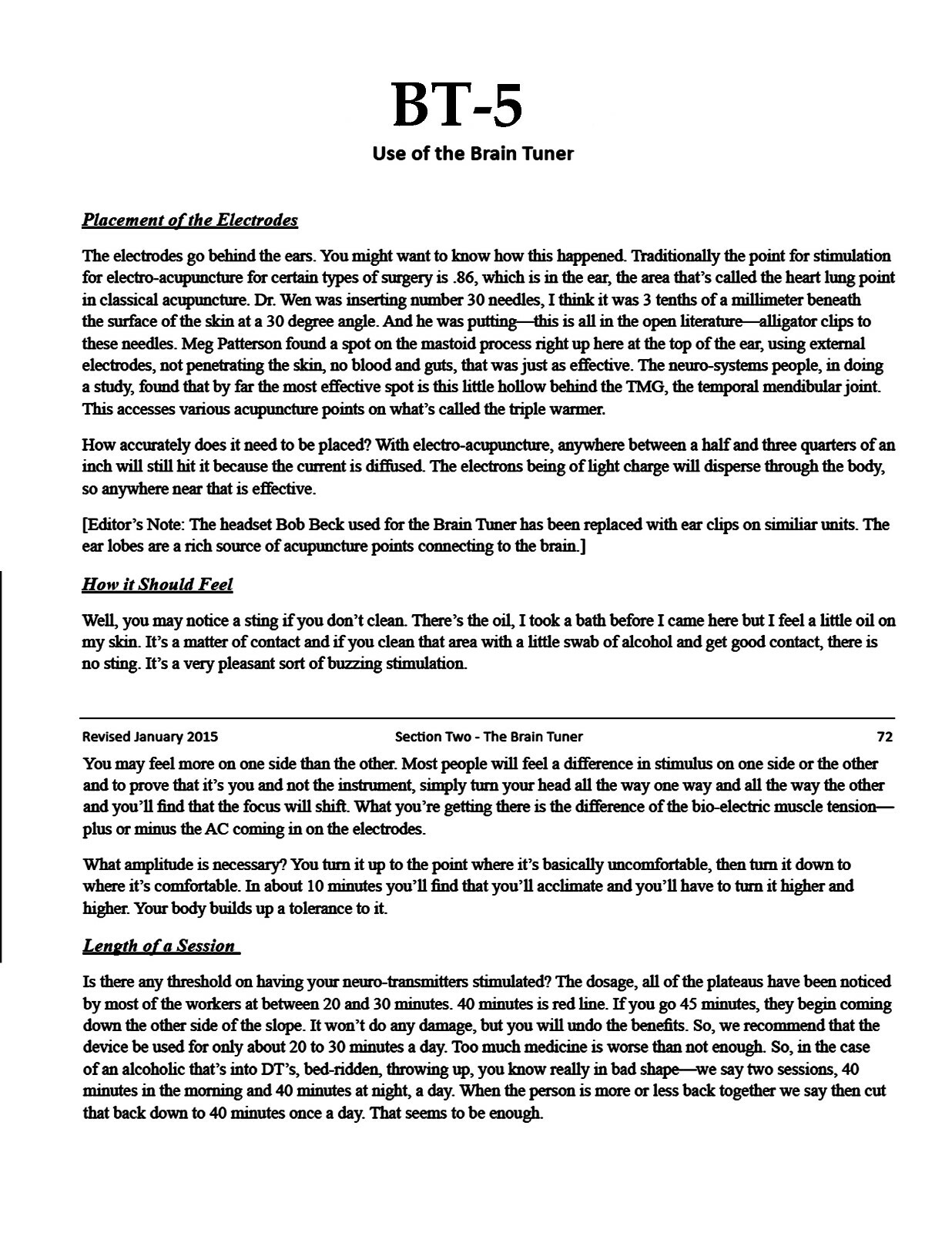 BOB BECK CES BRAIN TUNER Model BT-5 basic model or optional Choices