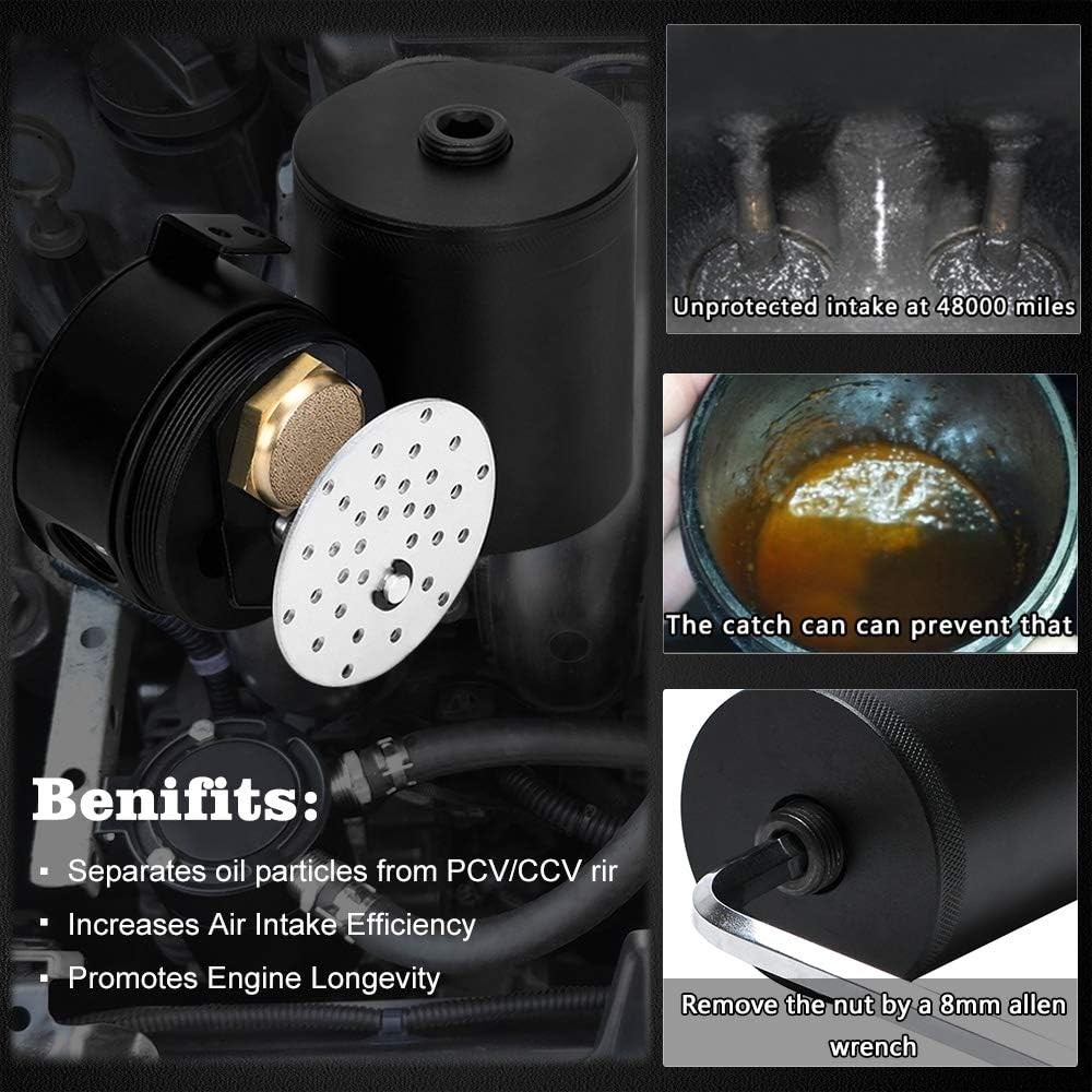 Baffled Oil Catch Can Kit Universal 2 Port Aluminum Oil Separator Reservoir Tank