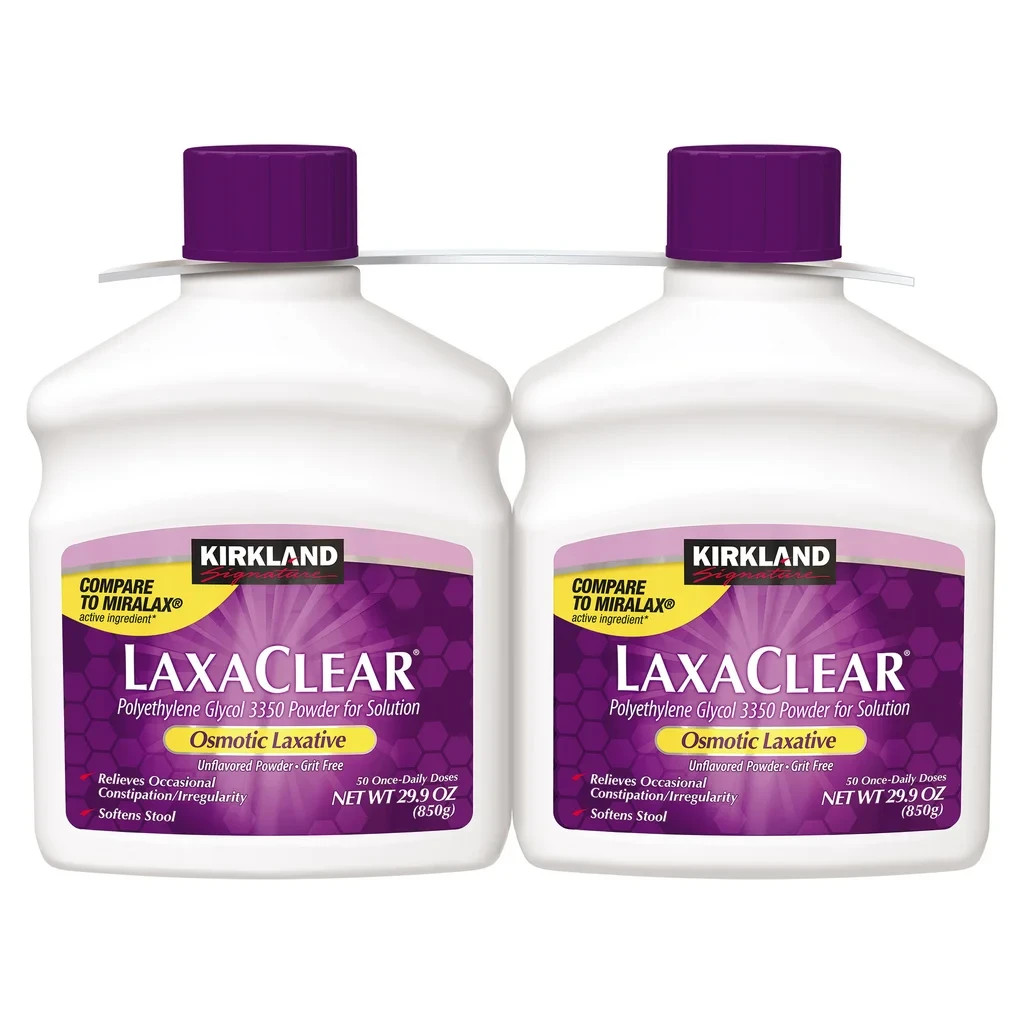 Laxative Polyethylene Glycol - Kirkland Signature LaxaClear 100 Doses VS MiraLAX