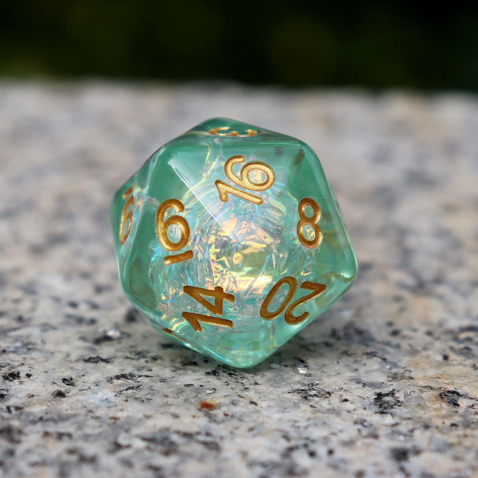 Haxtec Light Green DND Dice Set 7PCS Filled Resin Polyhedral DD Dice W/Irides...