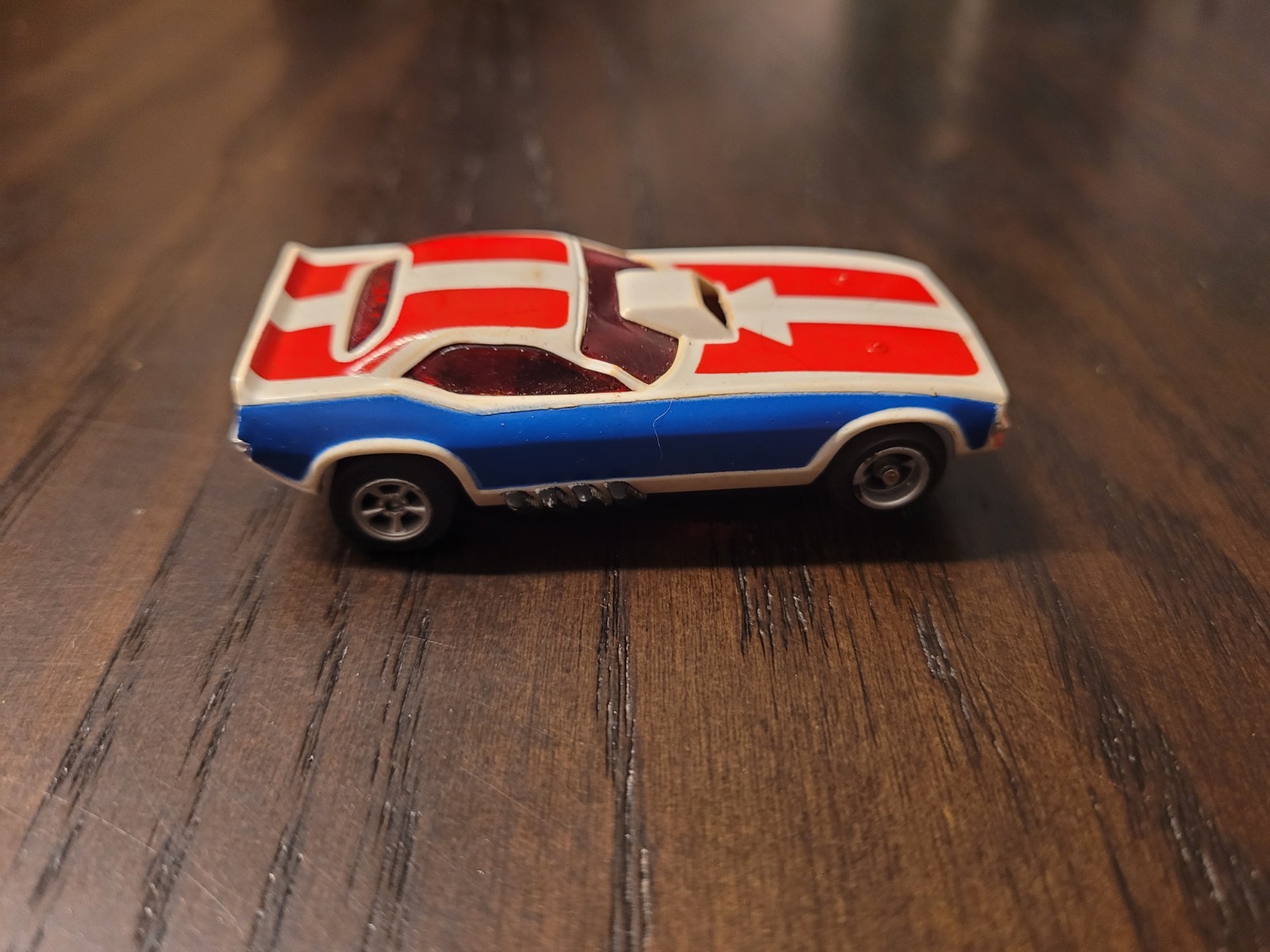 Vintage Aurora AFX Red/White/Blue Plymouth Cuda HO Slot Car