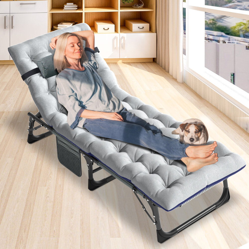 Slsy 4 Position Portable Lounge Chair for Beach Lawn Camping Pool Sun Tanning