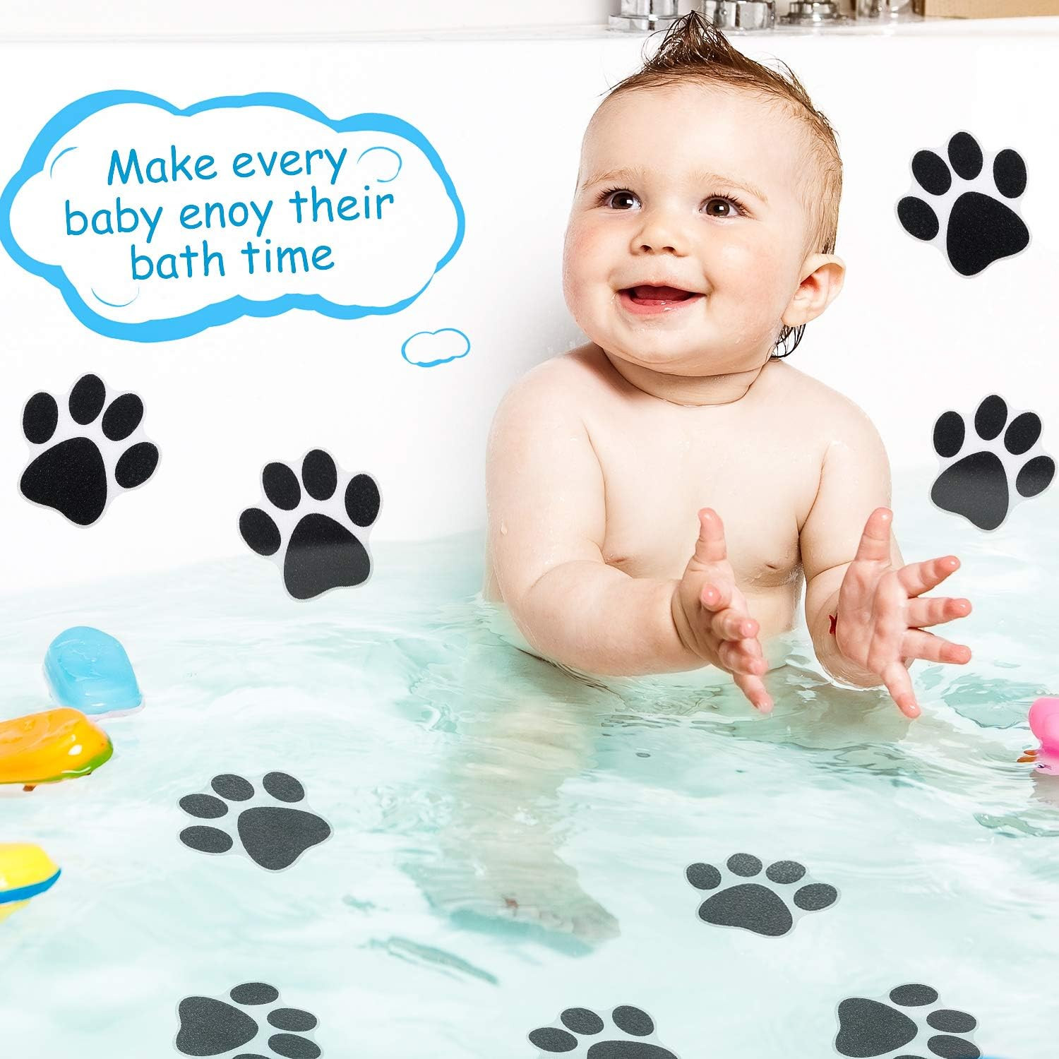 20 Pcs Non Slip Bathtub Stickers Shower Floor Sticker Safety Adhesive Paw Decals