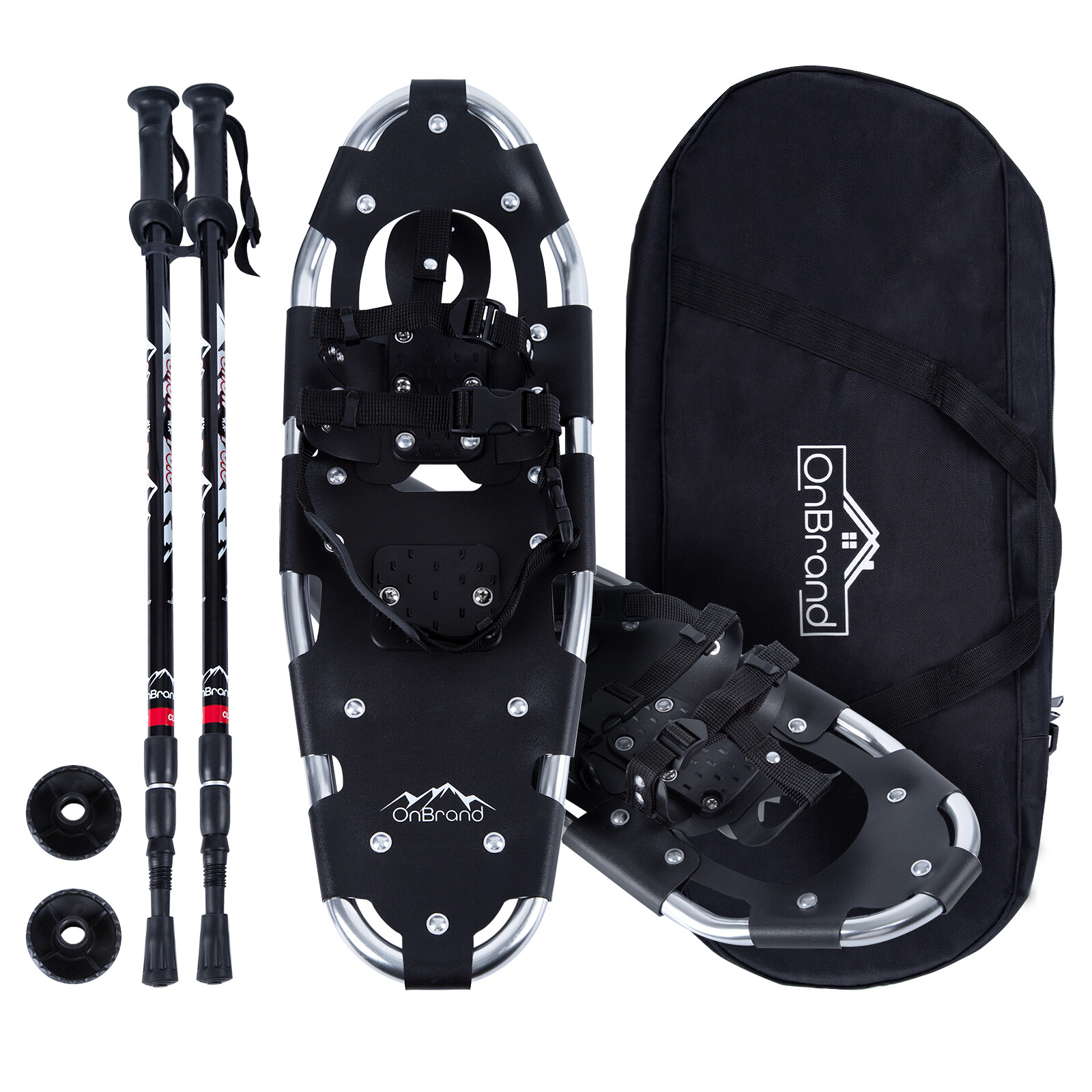 Lightweight Al Snowshoes Unisex 21/25 Inch Pair Anti-shock With Poles Kit & Bag