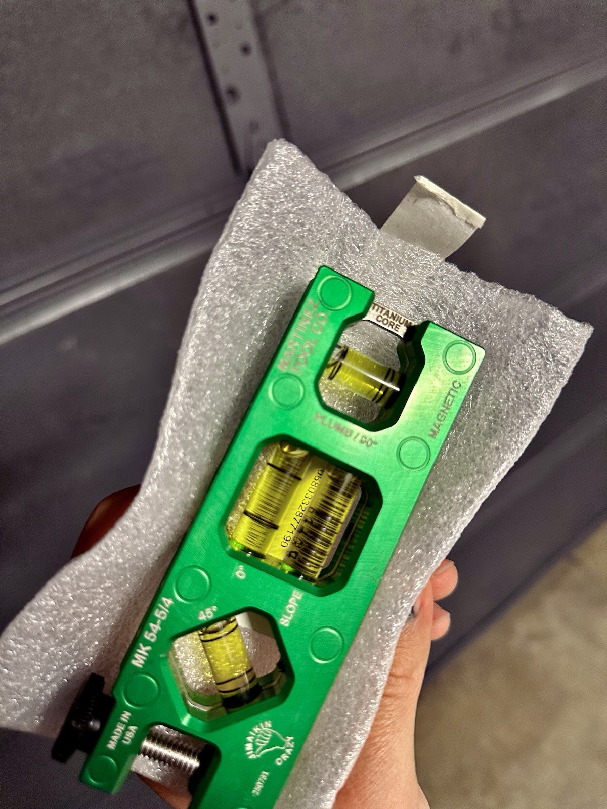 Martinez Tool Co. Titanium Core 5” Magnetic Torpedo & Conduit Level Green - USA