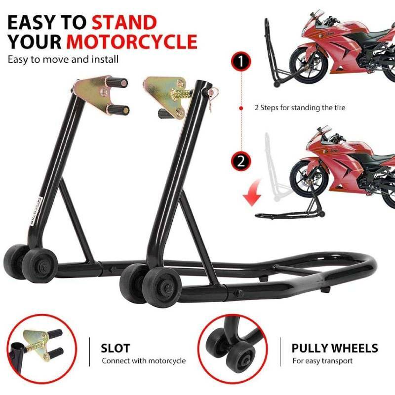 Motorcycle Bike Stand Front Rear Wheels Lift Forklift Spoolift Paddock Swingarm