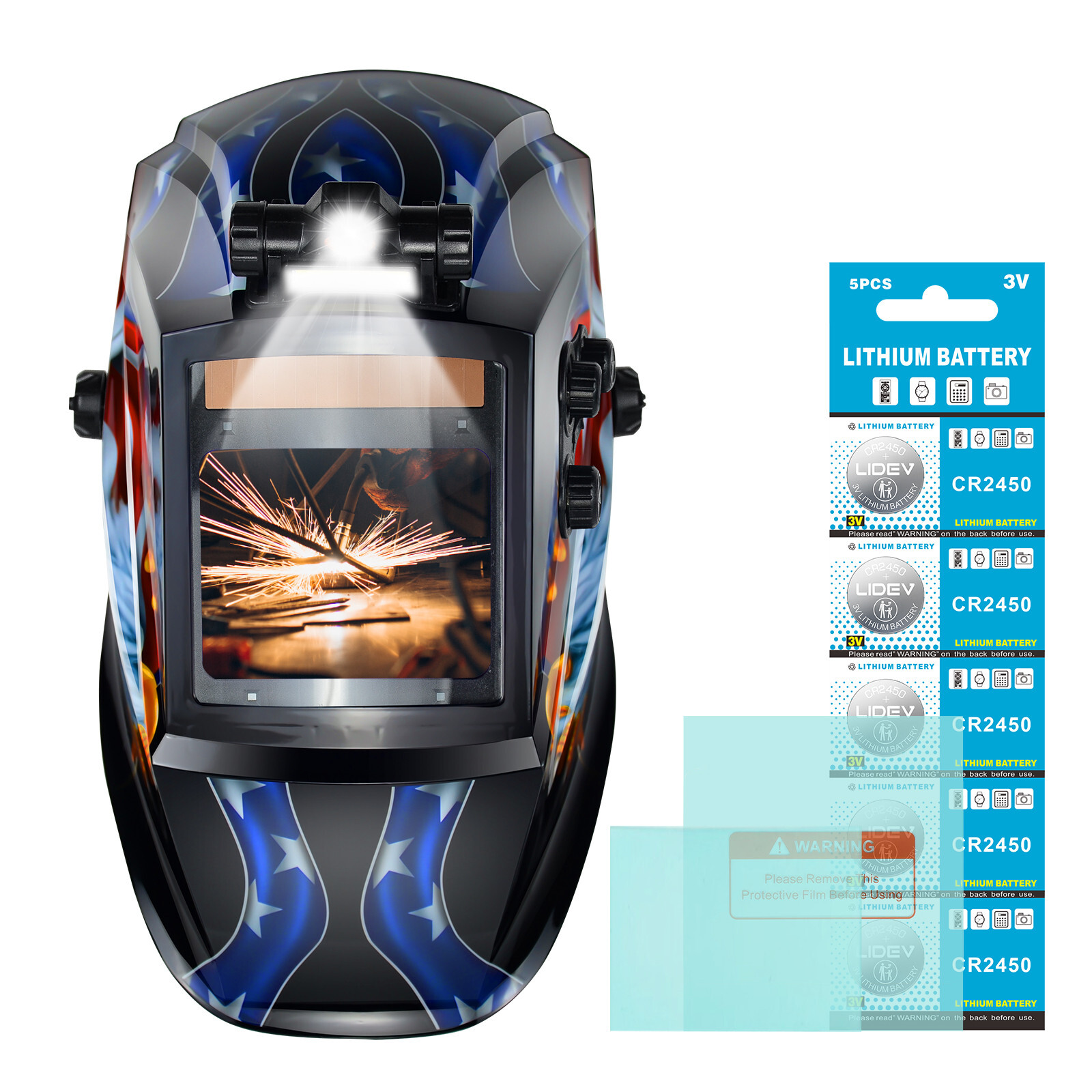 TRQWH True Color Welding Helmet Auto Darkening Solar 4 Arc Sensor Large View