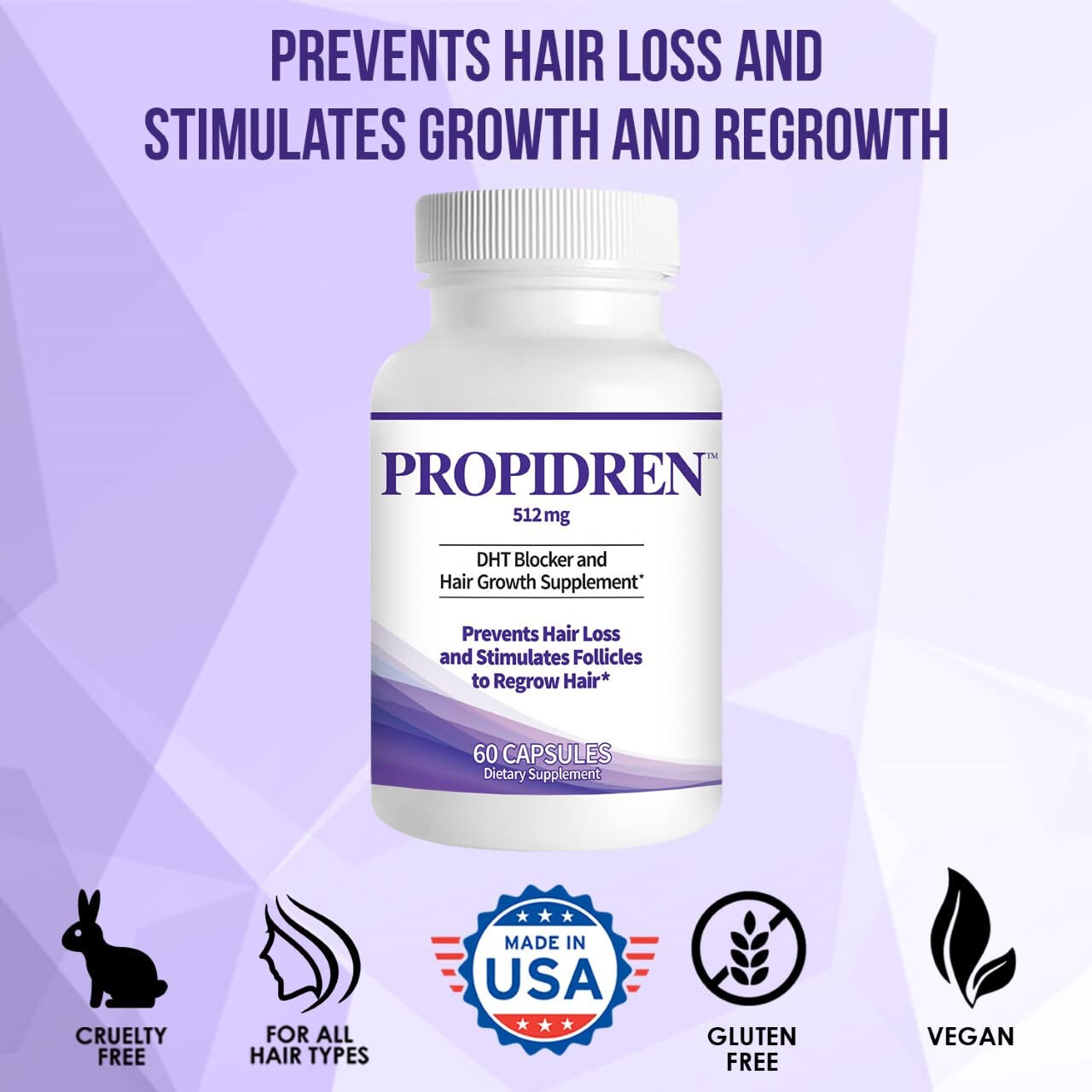 Propidren by HairGenics - DHT Blocker with Saw Palmetto To Prevent Hair Loss