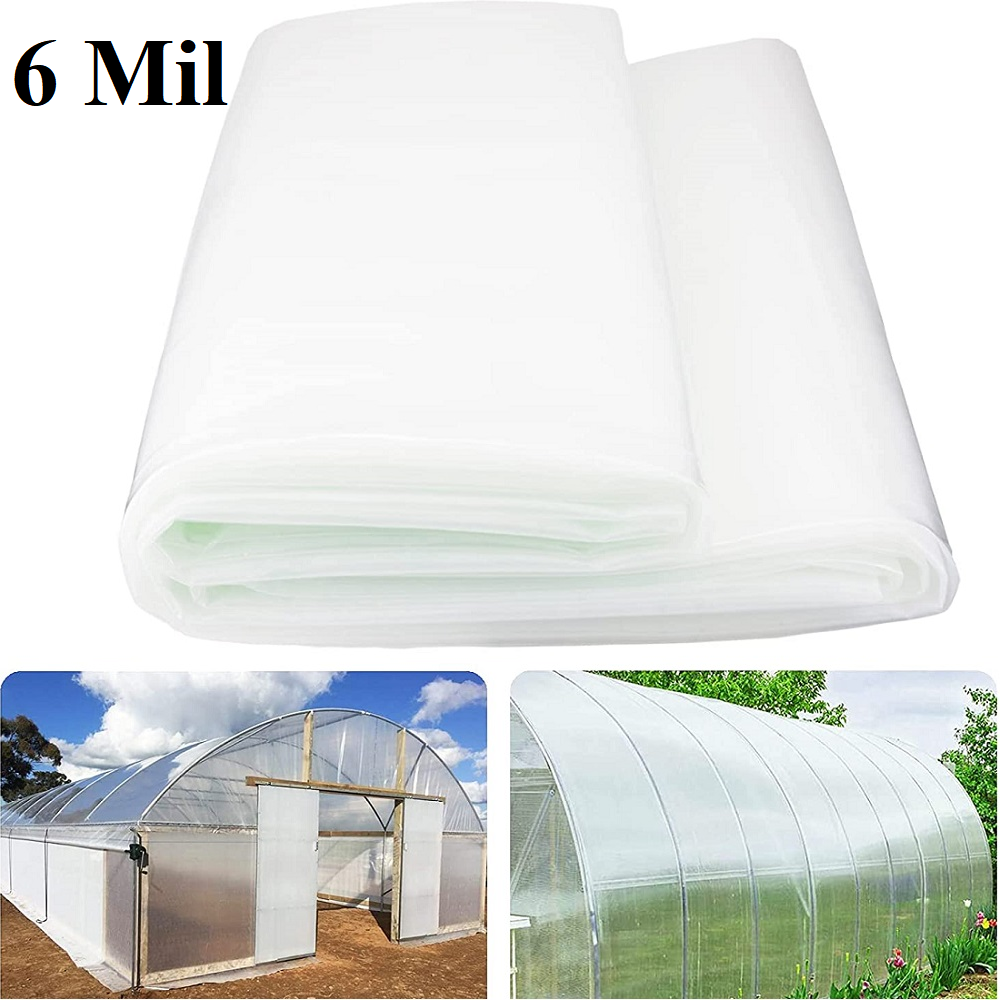 Clear Greenhouse Plastic Covering 16 Mil 6 Mil Waterproof UV Resistant Poly Tarp