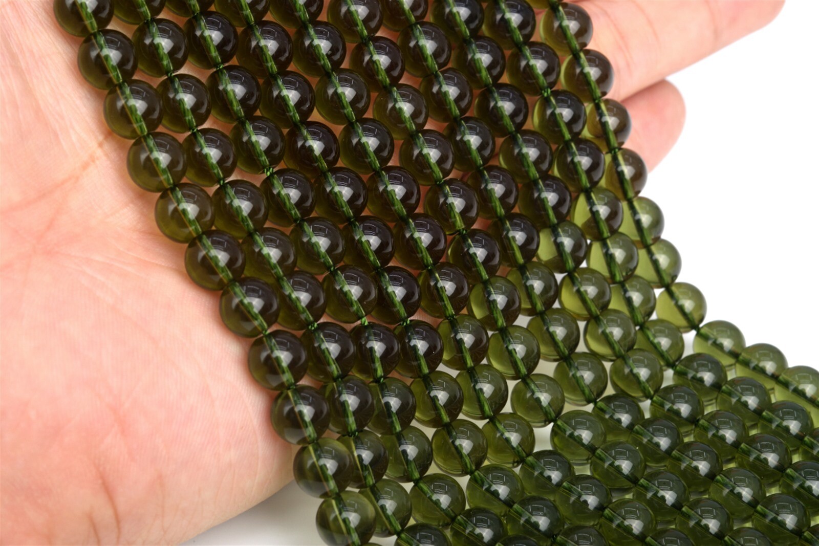 8MM Genuine Natural Moldavite Meteorite AAA Czech Republic Round Loose Beads 15"