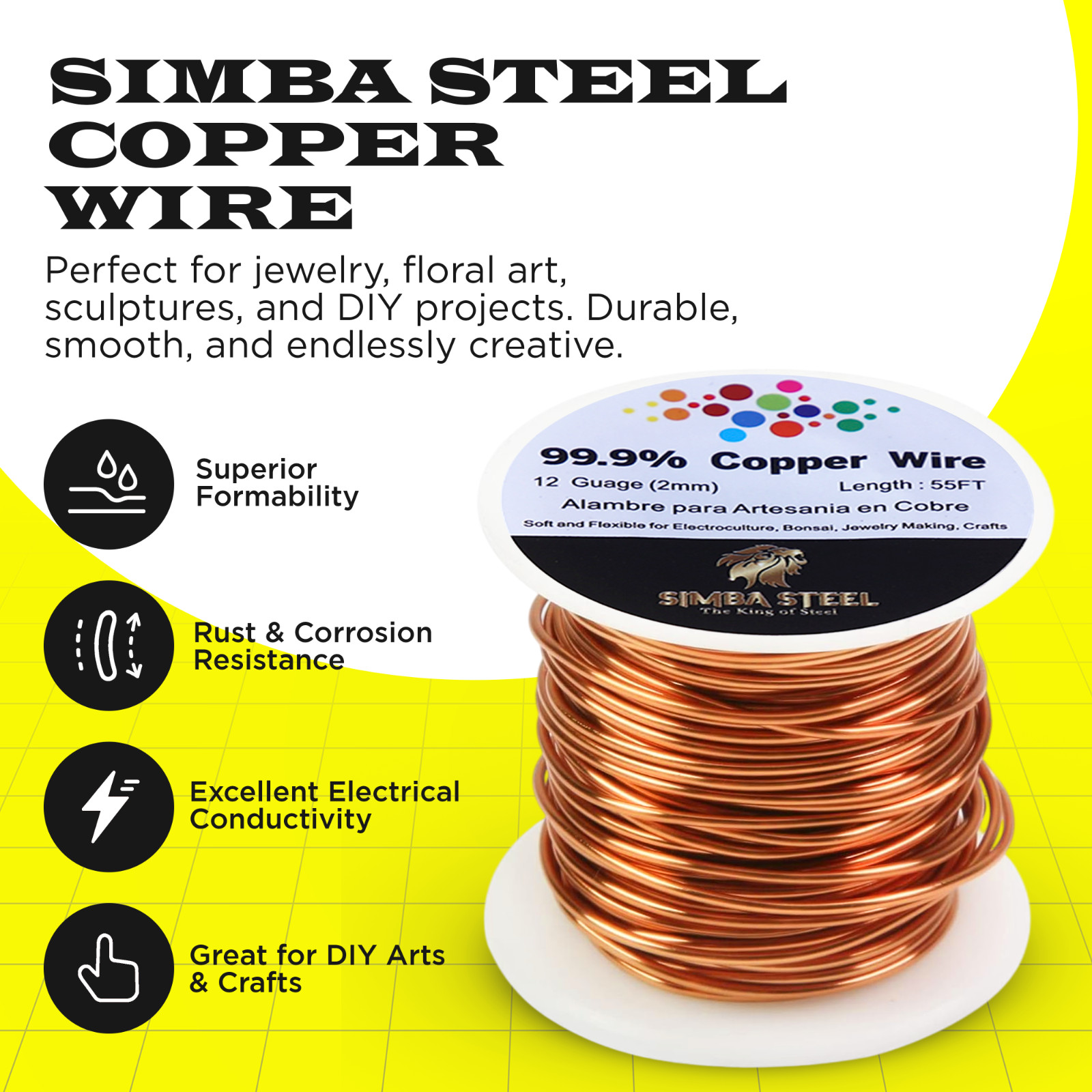 Copper Wire 99.9% Pure - Choose 12 To 24 Ga, 55FT to 127FT, Jewelry, DIY, Craft