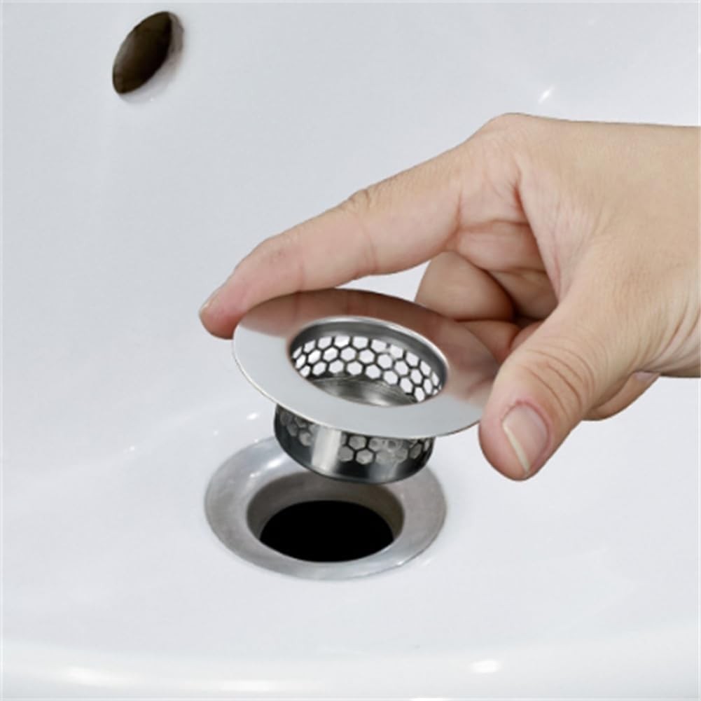 2PCS Stainless Steel Bathroom Sink Hair Catcher Filter