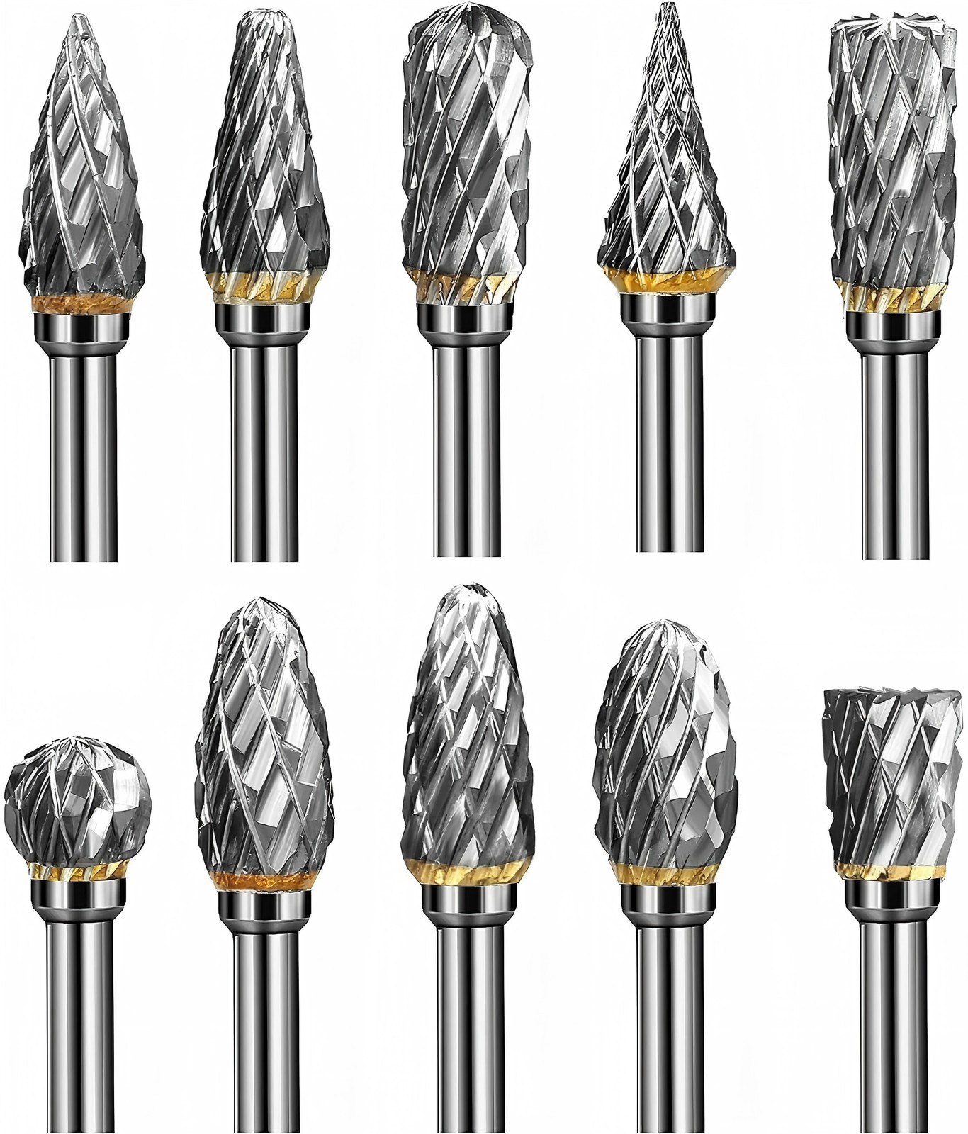 Tungsten Carbide Rotary Burr Bit Set 1/8" Cutting Carving Burrs Dremel Tool Kit