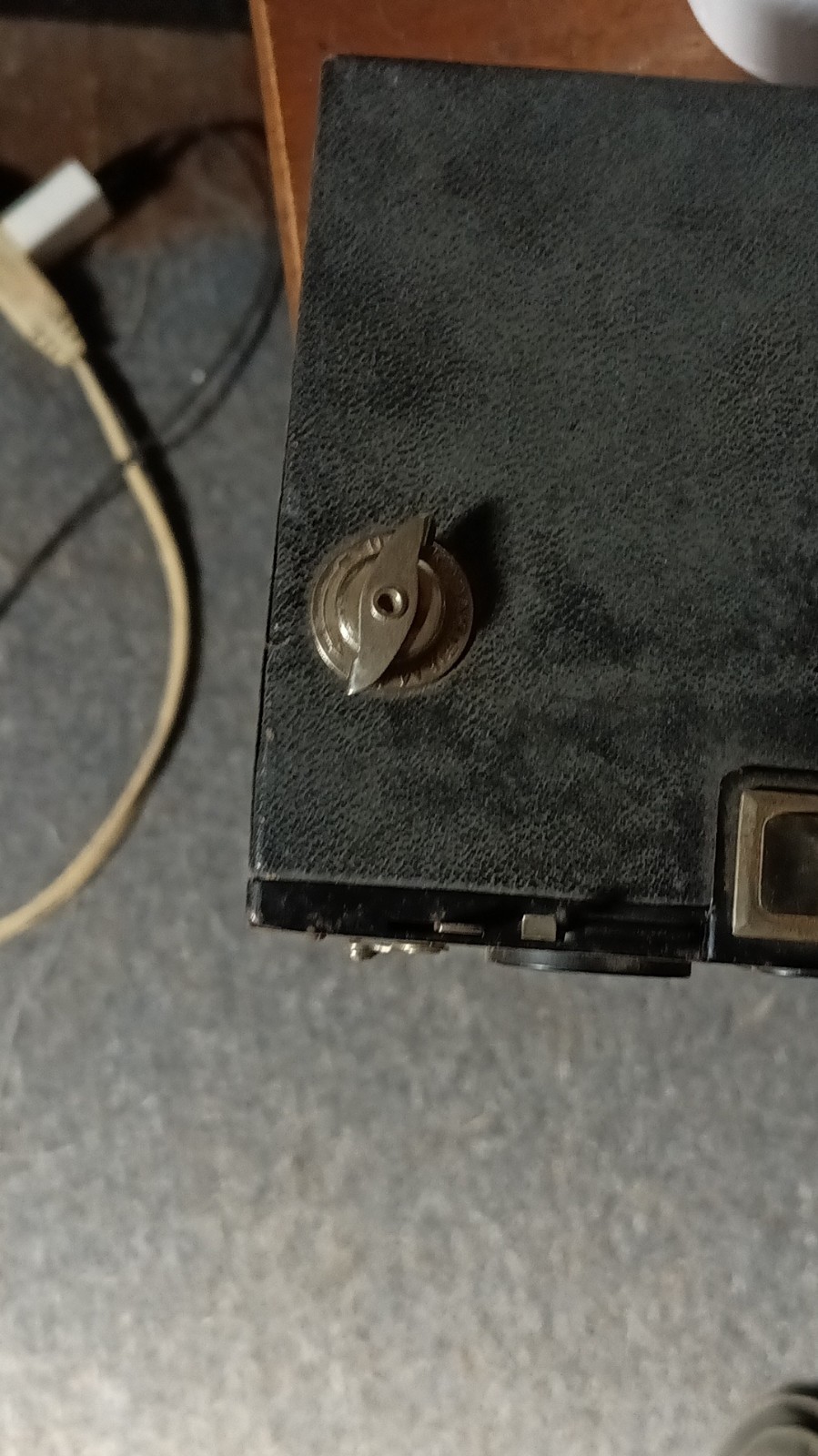 Vintage Black Box Camera with Art Deco Design