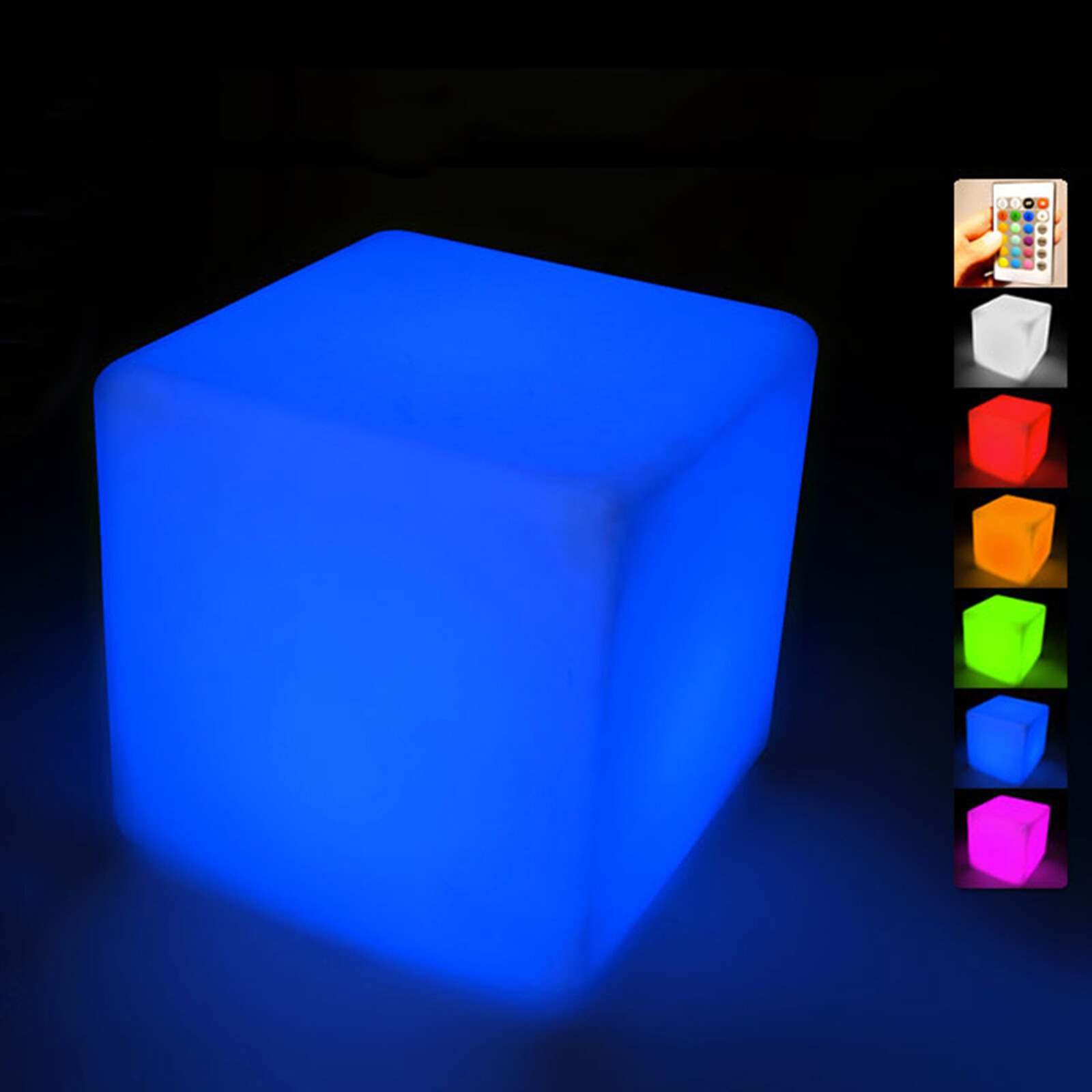 Cube LED RGB 16 Color Changing Light Stool Outdoor Indoor Patio Party Chair Seat