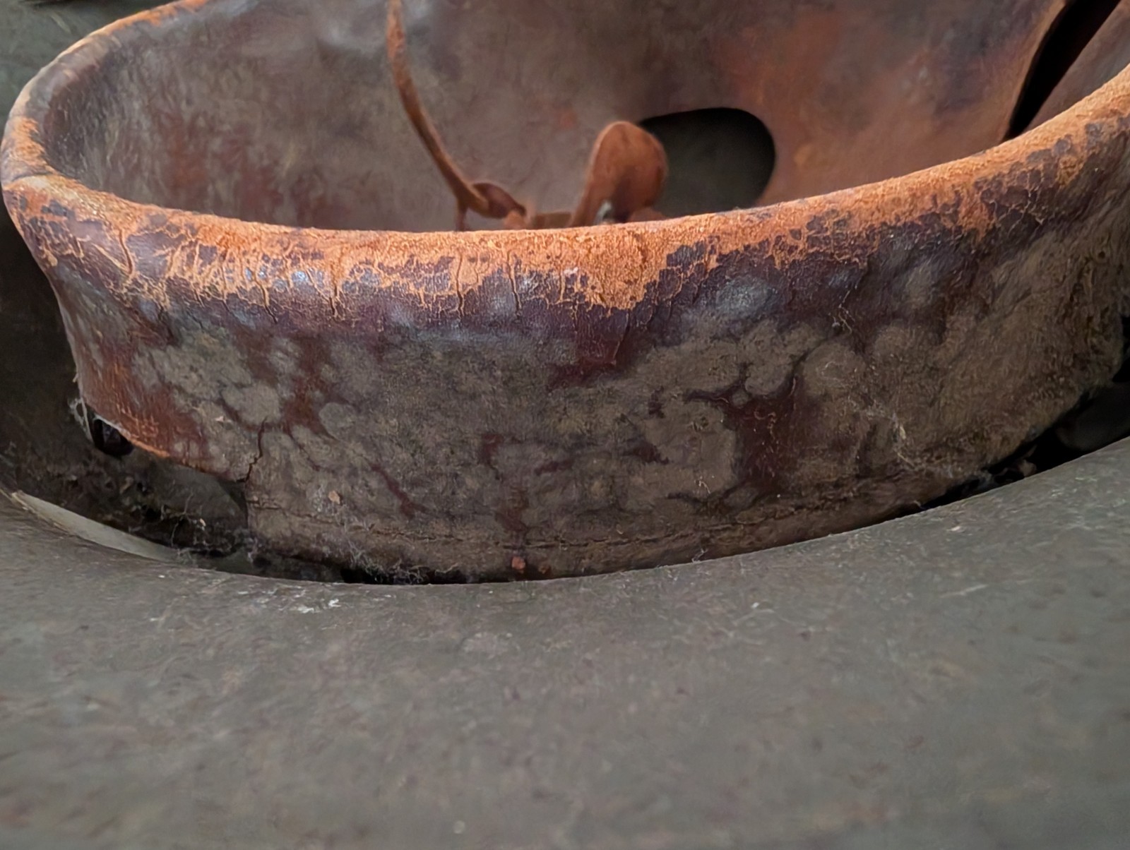 WW2 M1917A1 KELLY Helmet with Leather Liner Chin Strap Skull Pad 1930s 8C