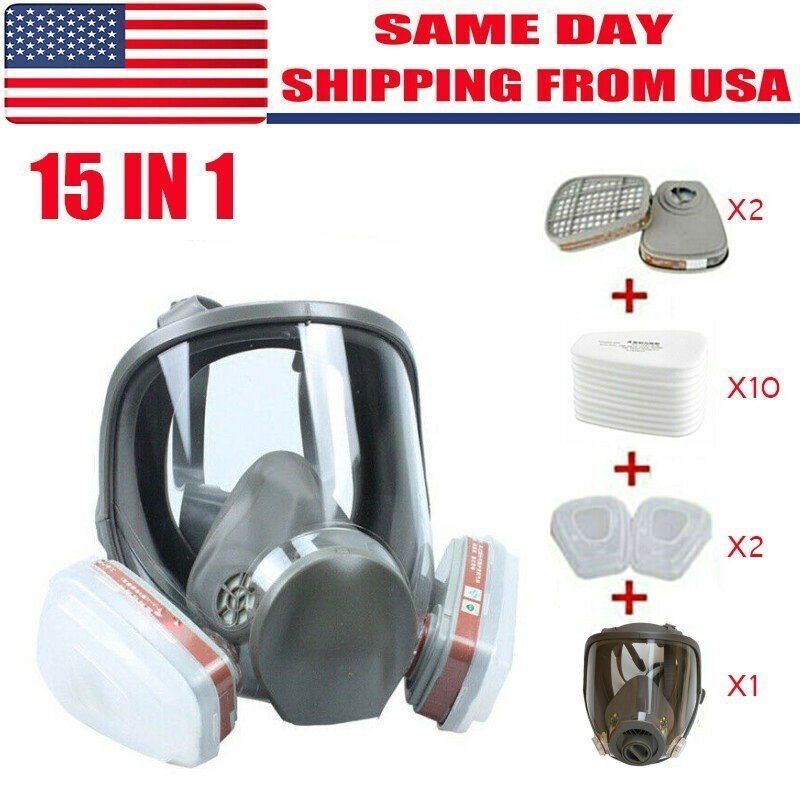 US Full Face Gas Mask Painting Spraying Respirator w/Filters for 6800 Facepiece