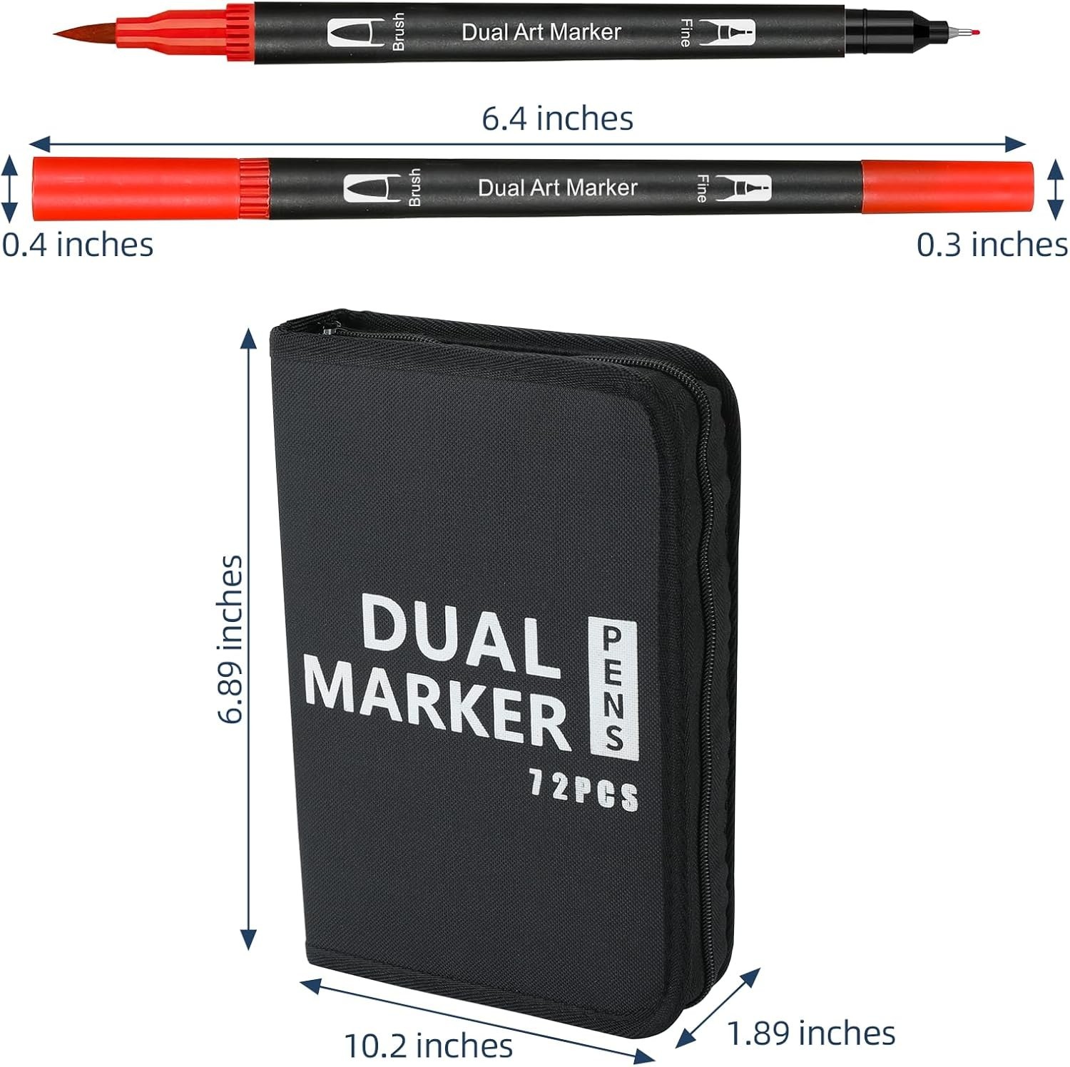 72 Colors Acrylic Paint Markers, Dual Tip Acrylic Paint Pens with Brush Tip & Fi