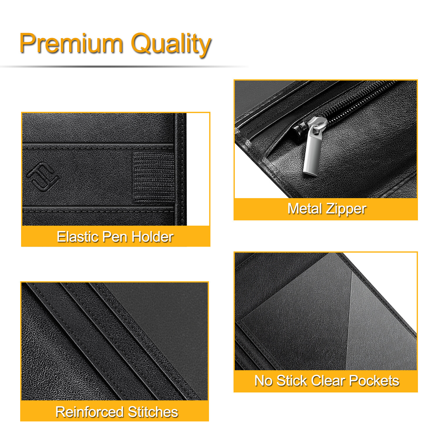 Server Book Organizer Zipper Pocket for Waitress Waiter Bartender Card Holder