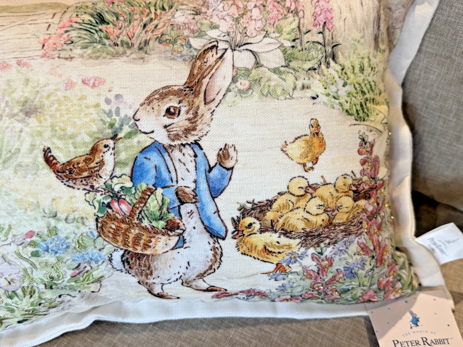 Beatrix Potter DECORATIVE PILLOW (14" x 20") PETER RABBIT IN THE GARDEN - NEW