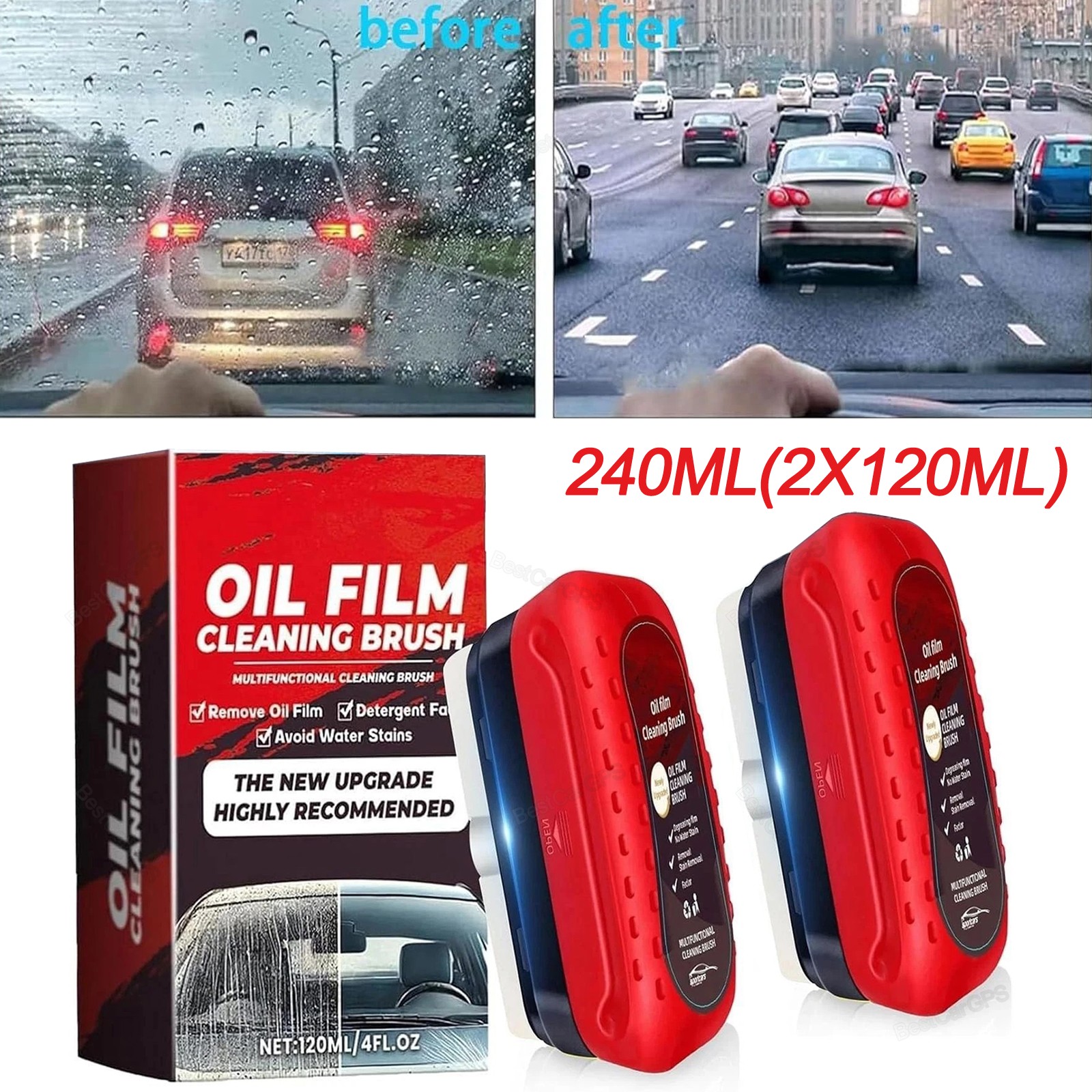 240ML Automotive Oil Film Cleaning Brush Glass Board Car Windows Cleaning Brush