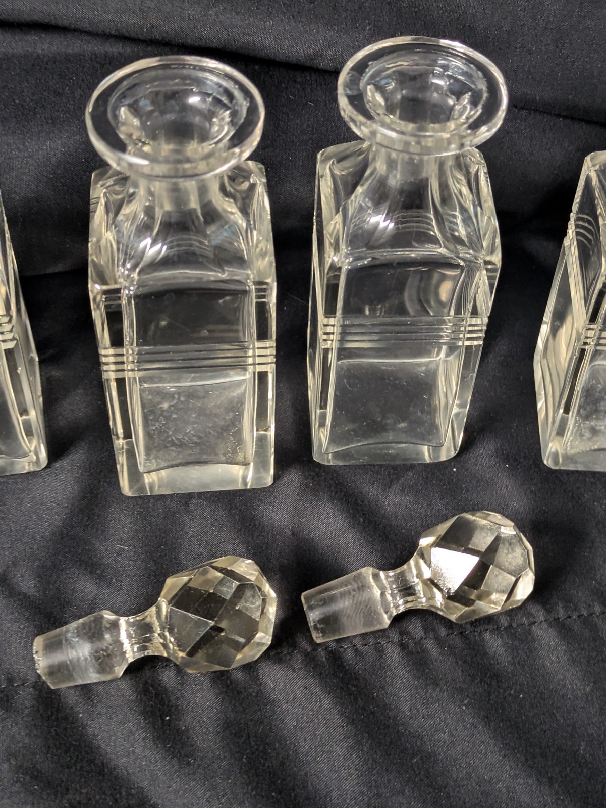 Vintage 6 Bottle Cruet Set with Handles Holder Silver plate Art Deco Condiments