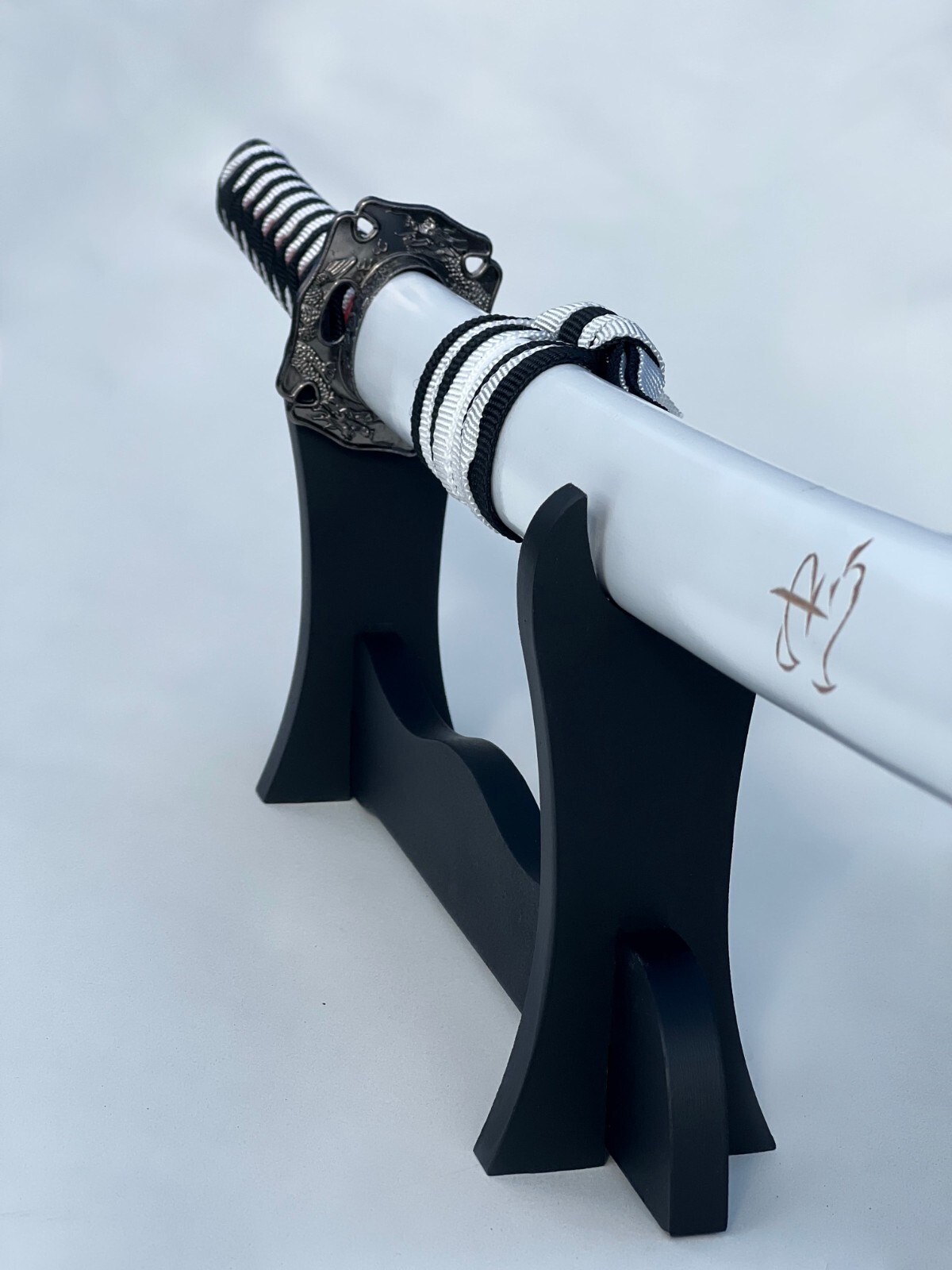 40" White Dragon SAMURAI NINJA Bushido KATANA w Stand Japanese Sword Carbon