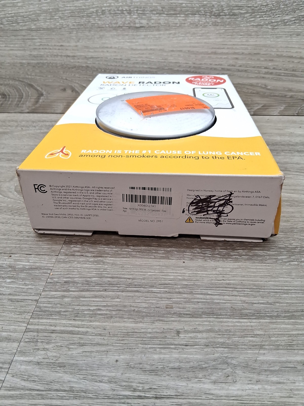 Airthings Wave Radon 2951 Radon Detector Humidity & Temperature Monitoring