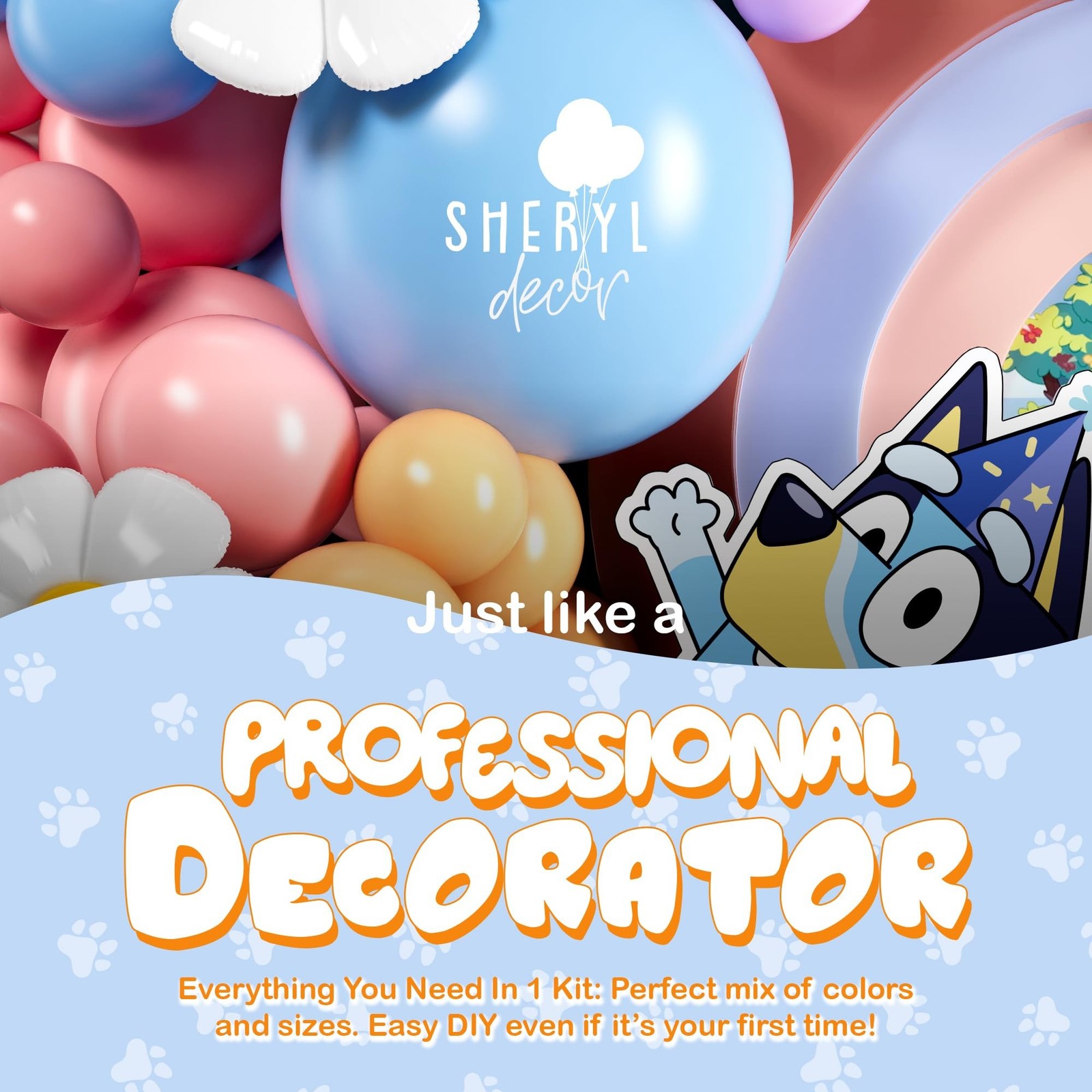 ALL-IN-1 Blue Balloon Arch Kit with BONUS Bone & Daisy Balloons for Birthday ...