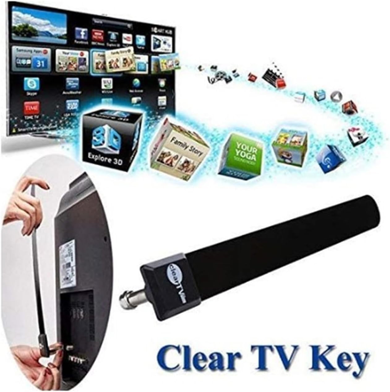 Clear HD Digital Satellite Indoor TV HDTV Antenna Key Free 1080p As seen on TV