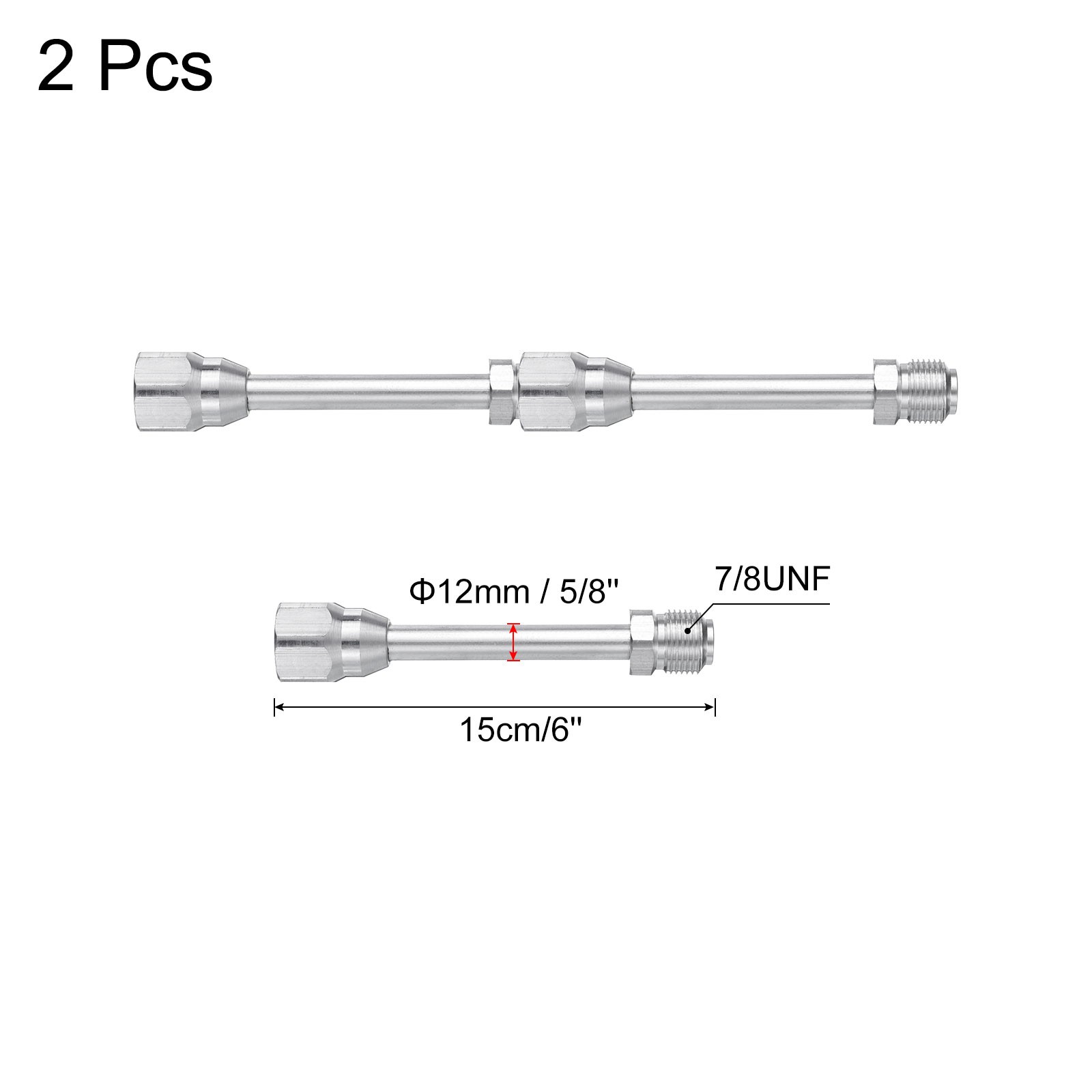 2 Set 15cm/6" Airless Paint Sprayer Spray Gun Tip Extension Pole Rod Silver