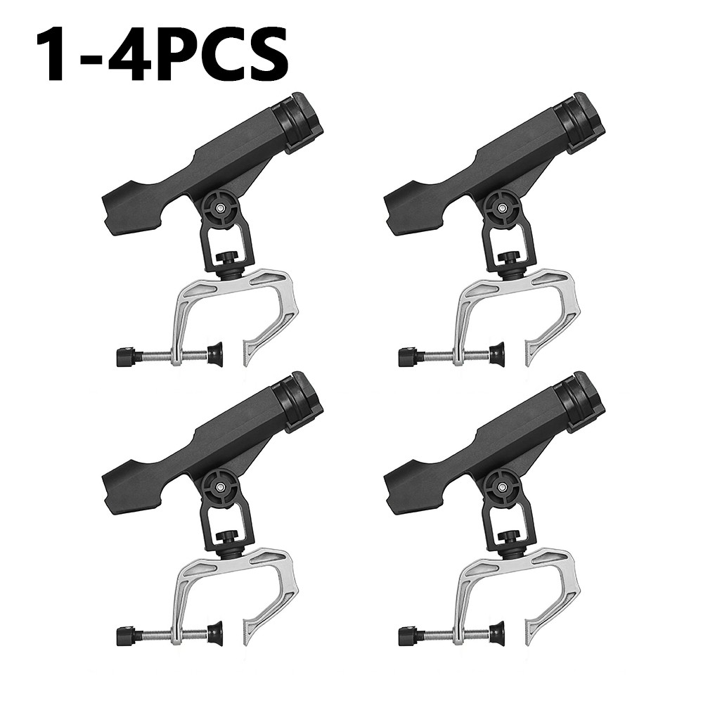 1/2/4pcs Boat Fishing Rod Holder Rack w/360° Adjustable Large Clamp For Kayak