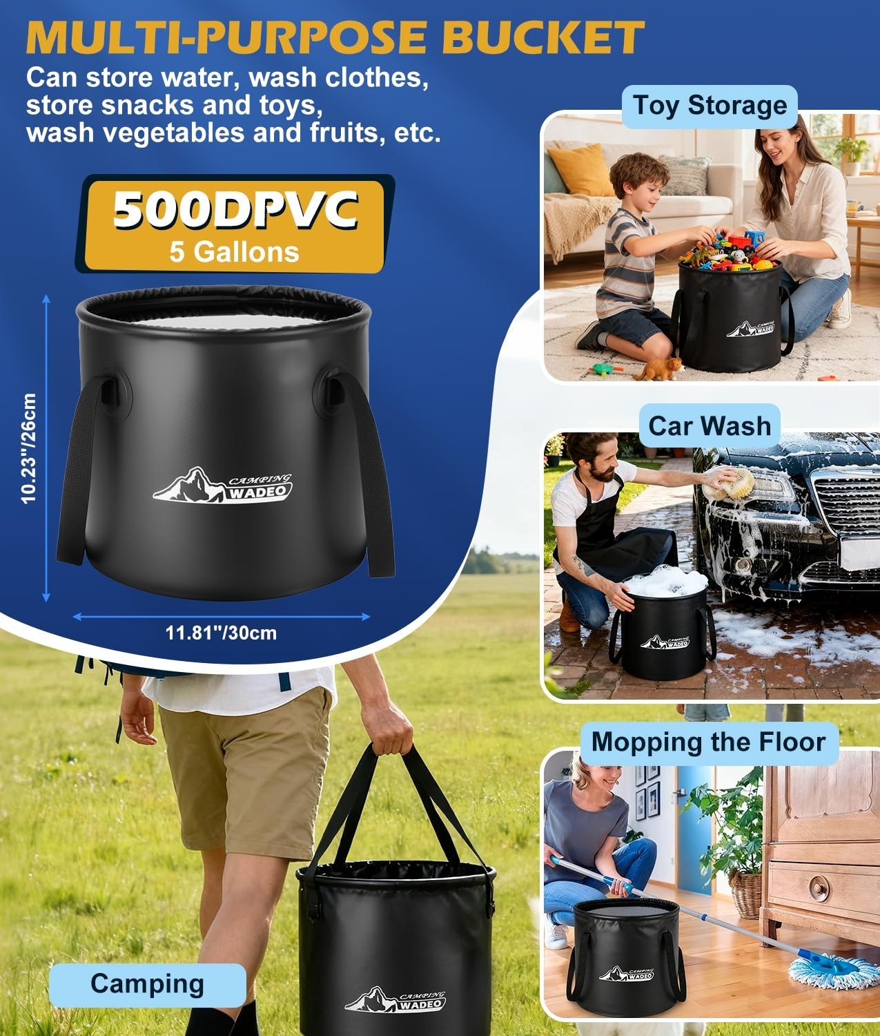 2026 Upgraded Portable Shower with Heater,5 Gal Foldable Bucket,LED Display