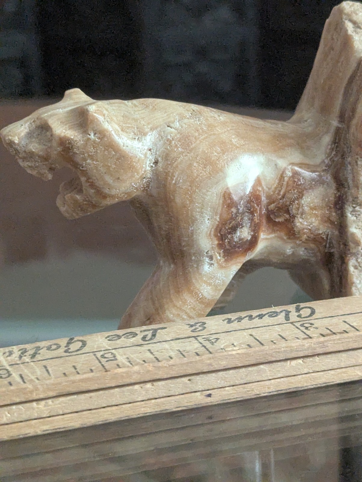 Vintage Carved Stone Panther Puma Cat Statue Figurine Mountain Lion Natural Art