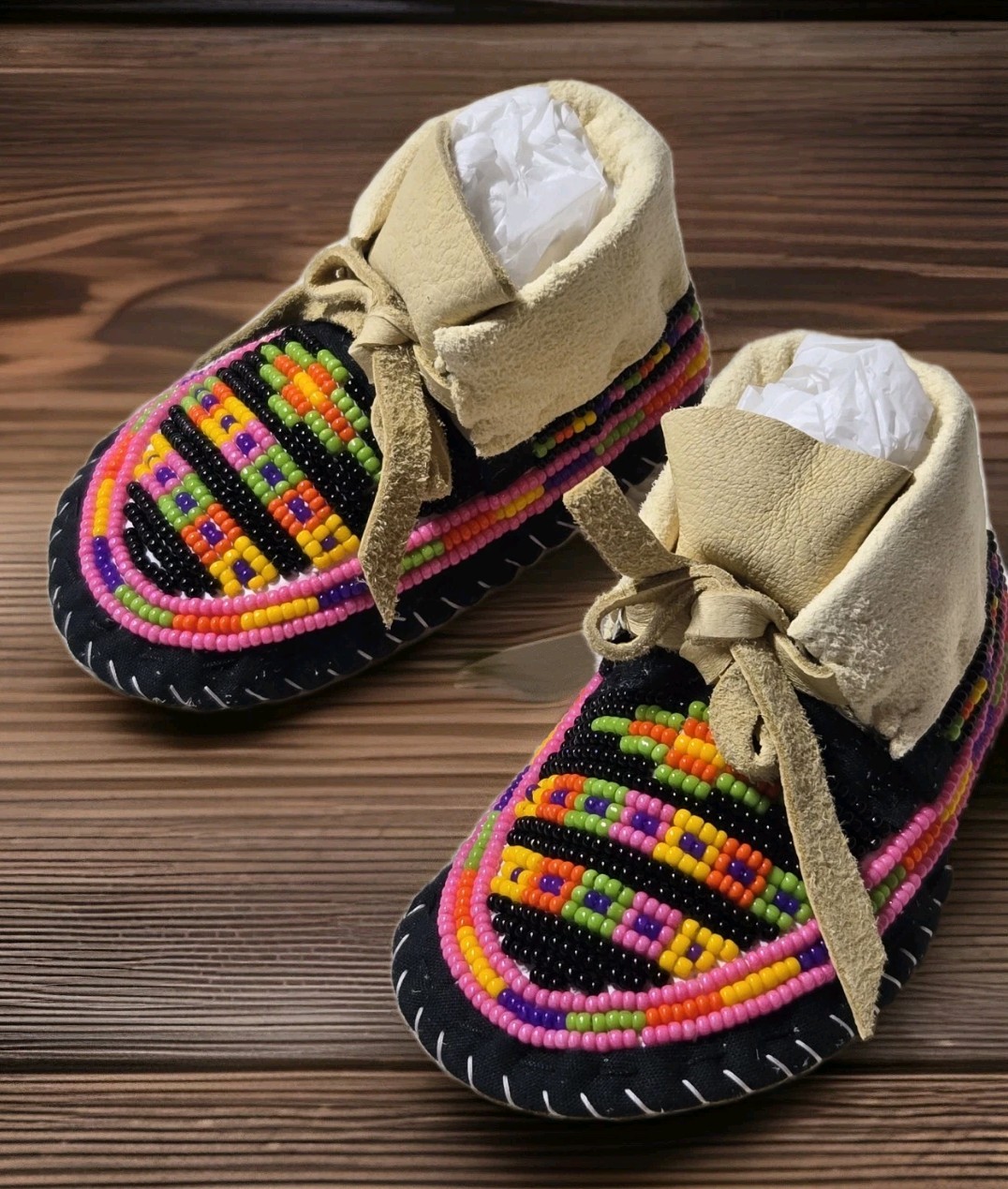 NEW Native American Infant Beaded Moccasins New Born or Baby Doll Handmade Soft