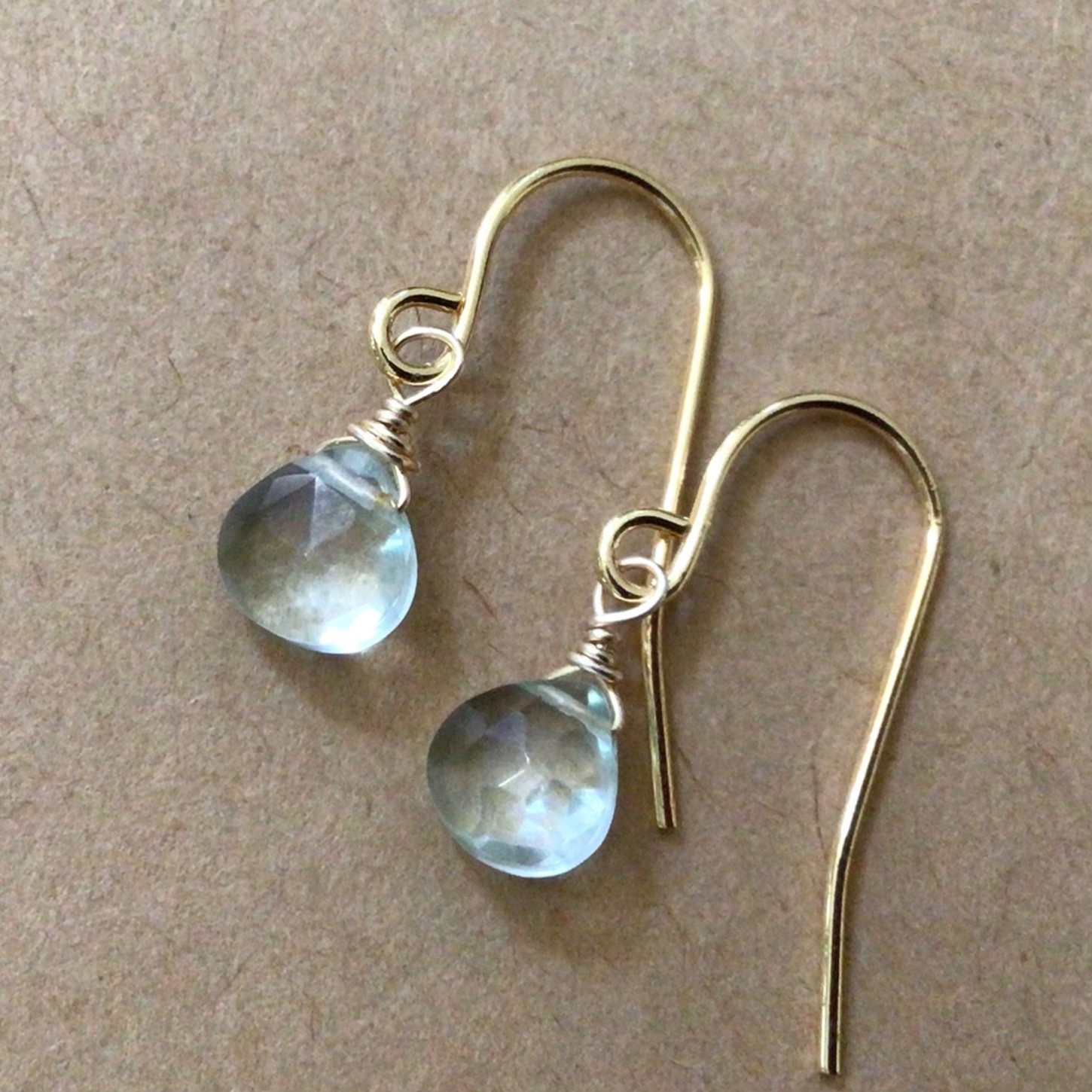 SUNDANCE CHARM AQUAMARINE EARRINGS HANDCRAFTED GOLD PLATED ARTISAN HANDMADE