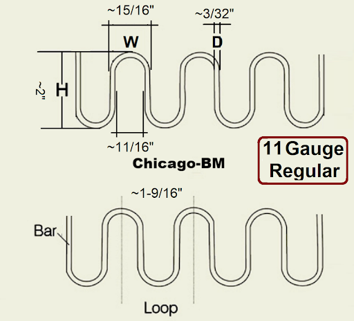 Regular-10' Feet 11 gauge Zig Zag Springs Furniture-Auto Upholstery-Made In USA