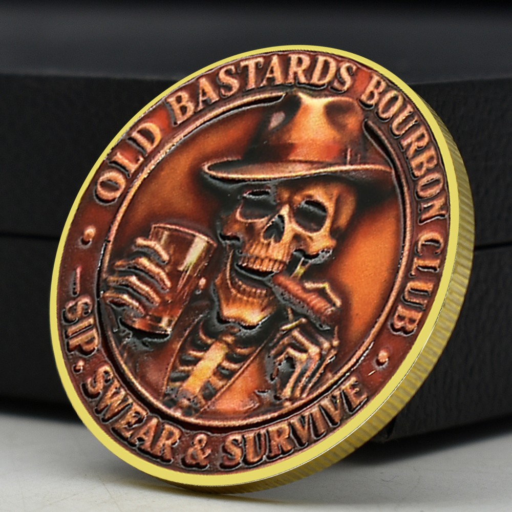 Old Bastards Bourbon Club Lifetime Member Medal - Sip, Swear & Survive Coin