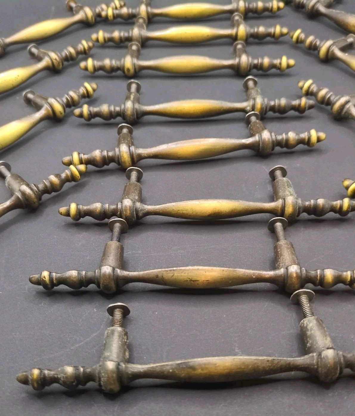 Lot of 16 Amerock MCM Brass Drawer Pull Handles RD 1968 CAN 5.5" With Screws