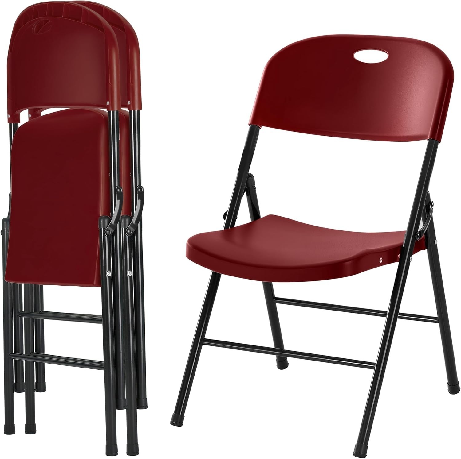 2-Pack Heavy Duty Plastic Folding Chair, 450 lbs Capacity Foldable Chairs