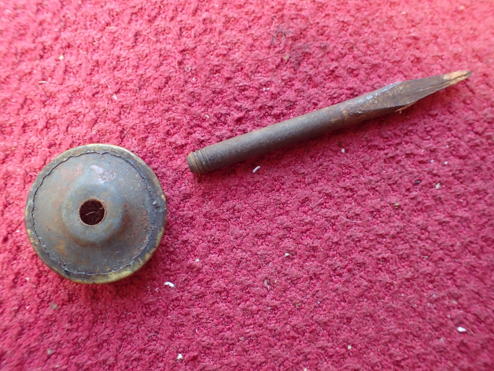 Antique Victorian Five (5) Sulfide Glass Brass Picture Hanging Nails