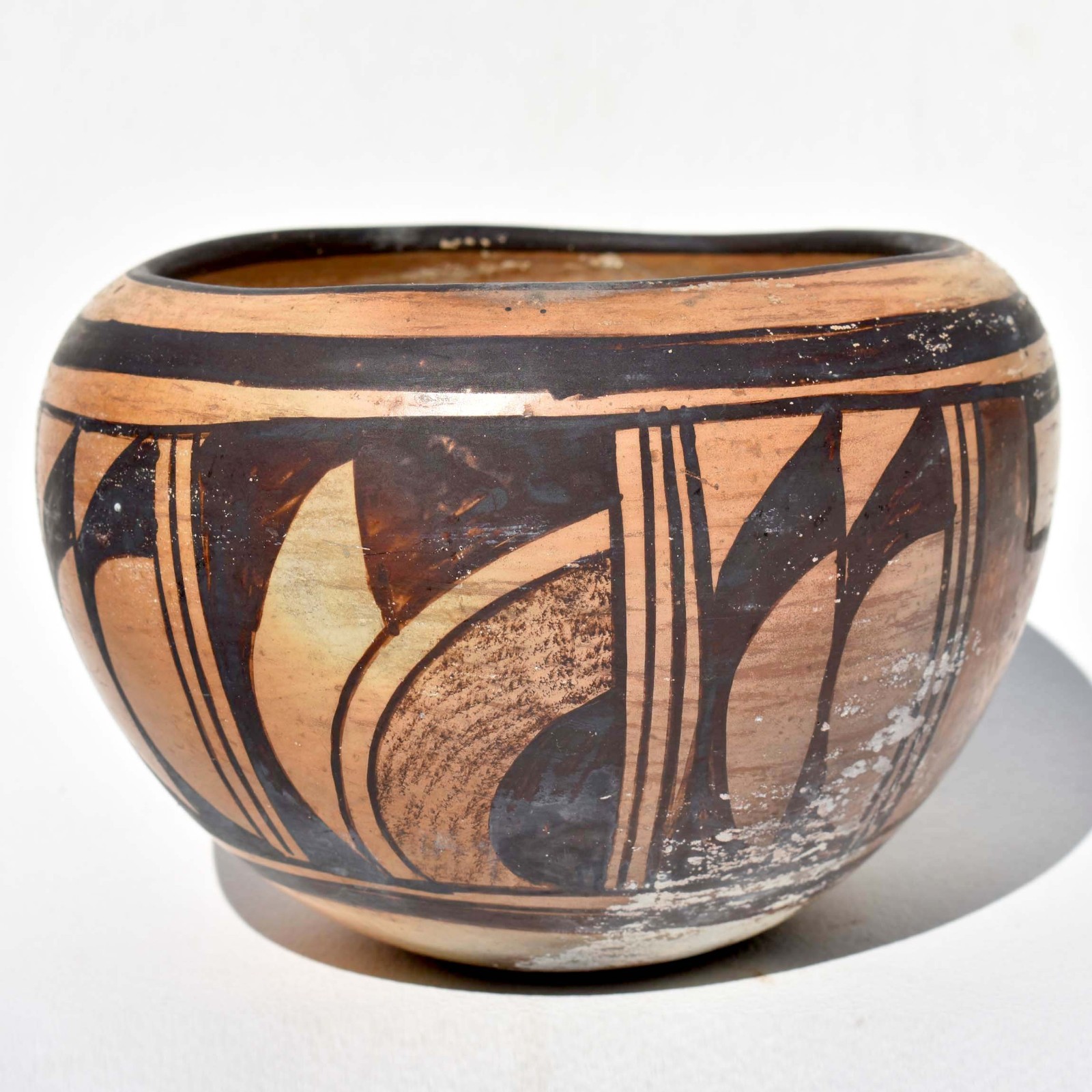 20th C Antique Hopi Sikyatki Revival - Yellow Ware Pot - Polychrome Olla Bowl