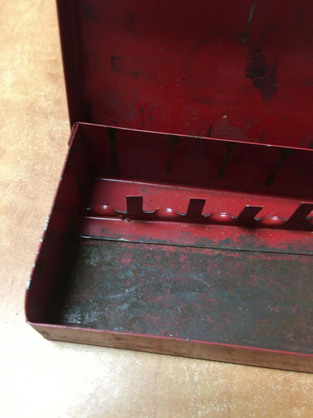 Vintage Husky Tool USA Red Metal Socket Case 15" x 3.25" x 1.5"