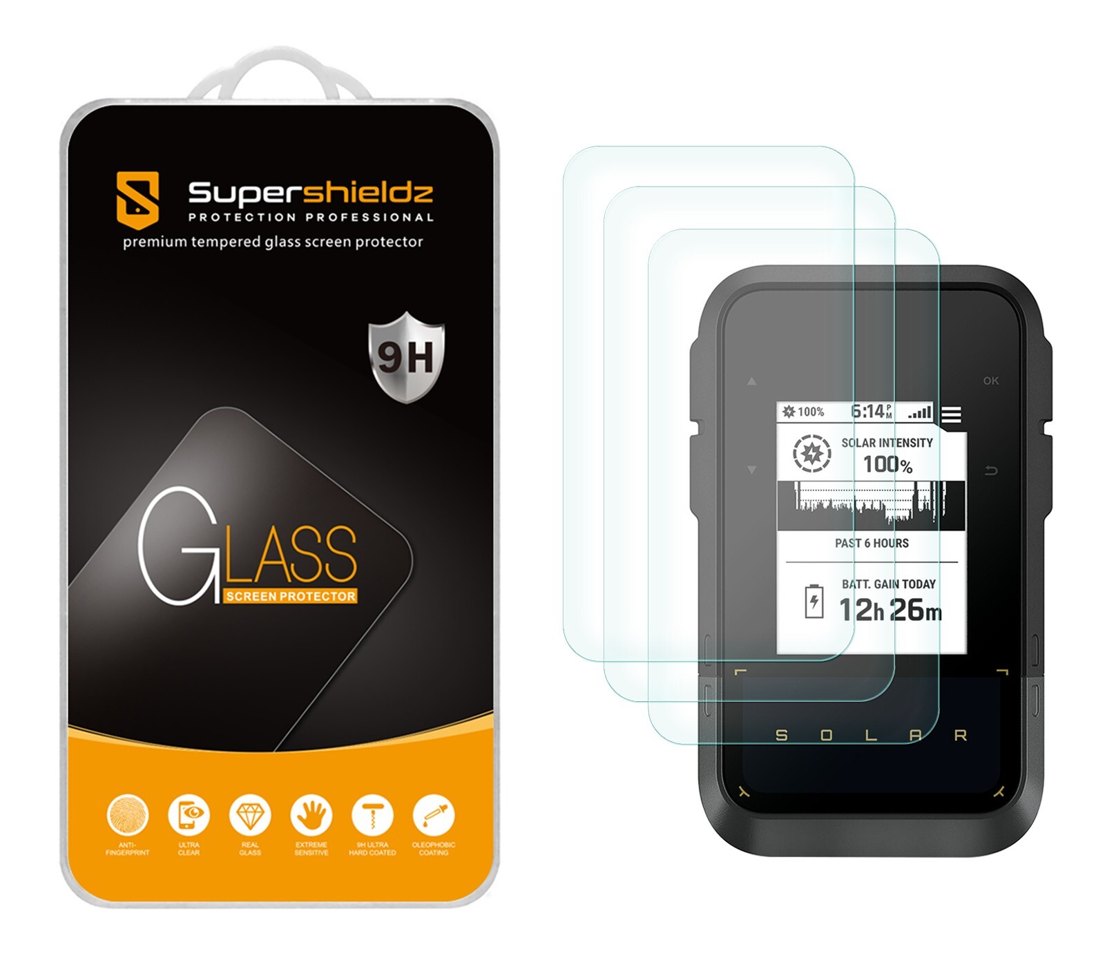 3X Supershieldz Tempered Glass Screen Protector for Garmin eTrex Solar