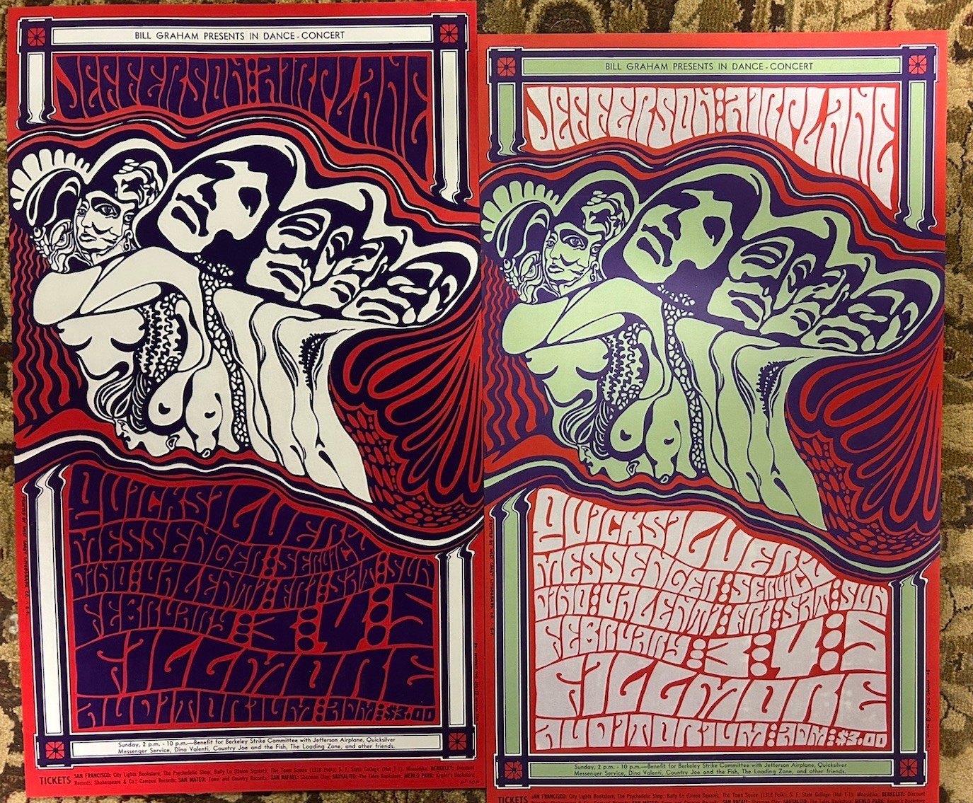2021-(2)-FILLMORE BG-48-RE-PRINT VARIANT POSTERS-JEFFERSON AIRPLANE/QMS-W.WILSON