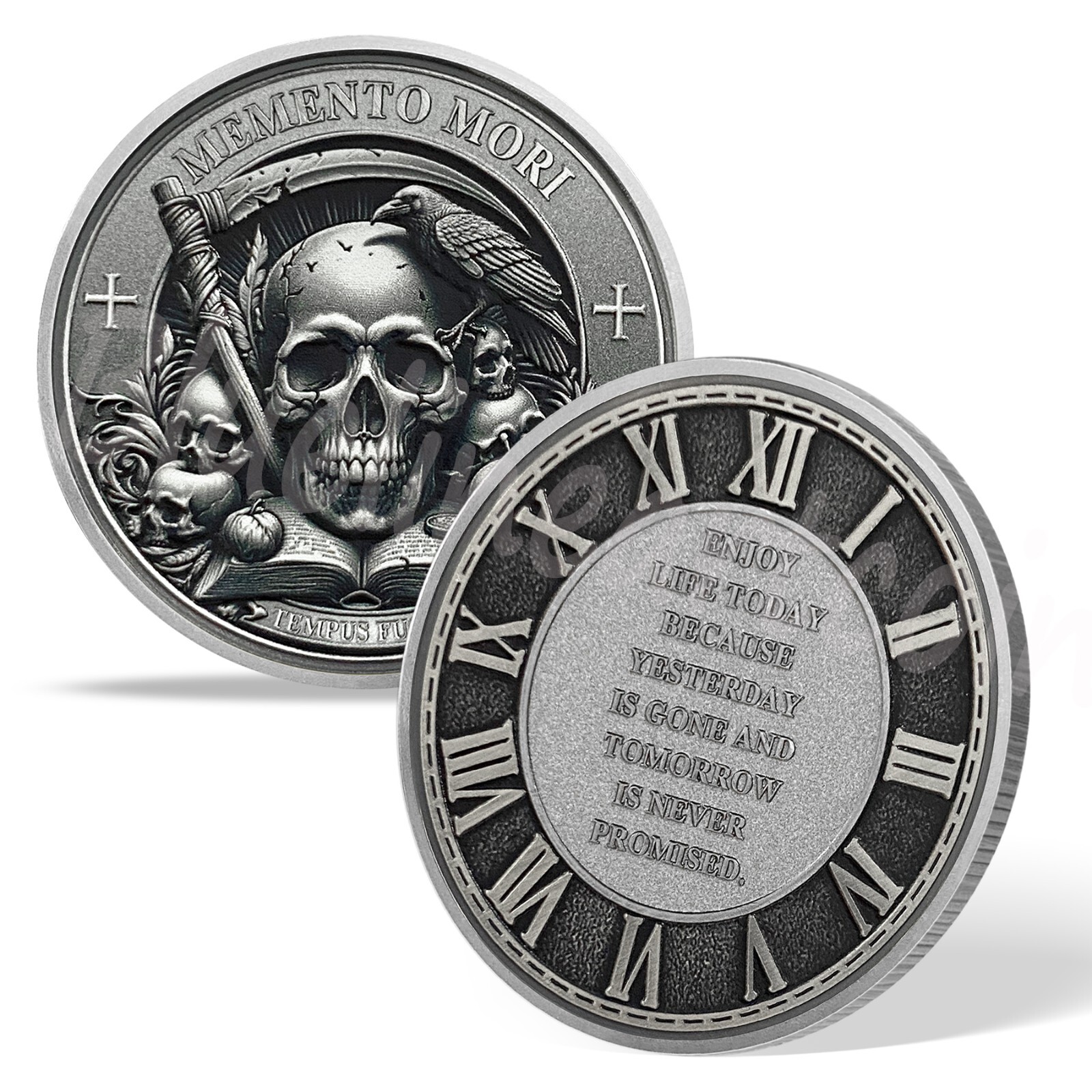 Skull Memento Mori Coin Memento Vivere Daily Stoic Challenge Coin Gifts For Men