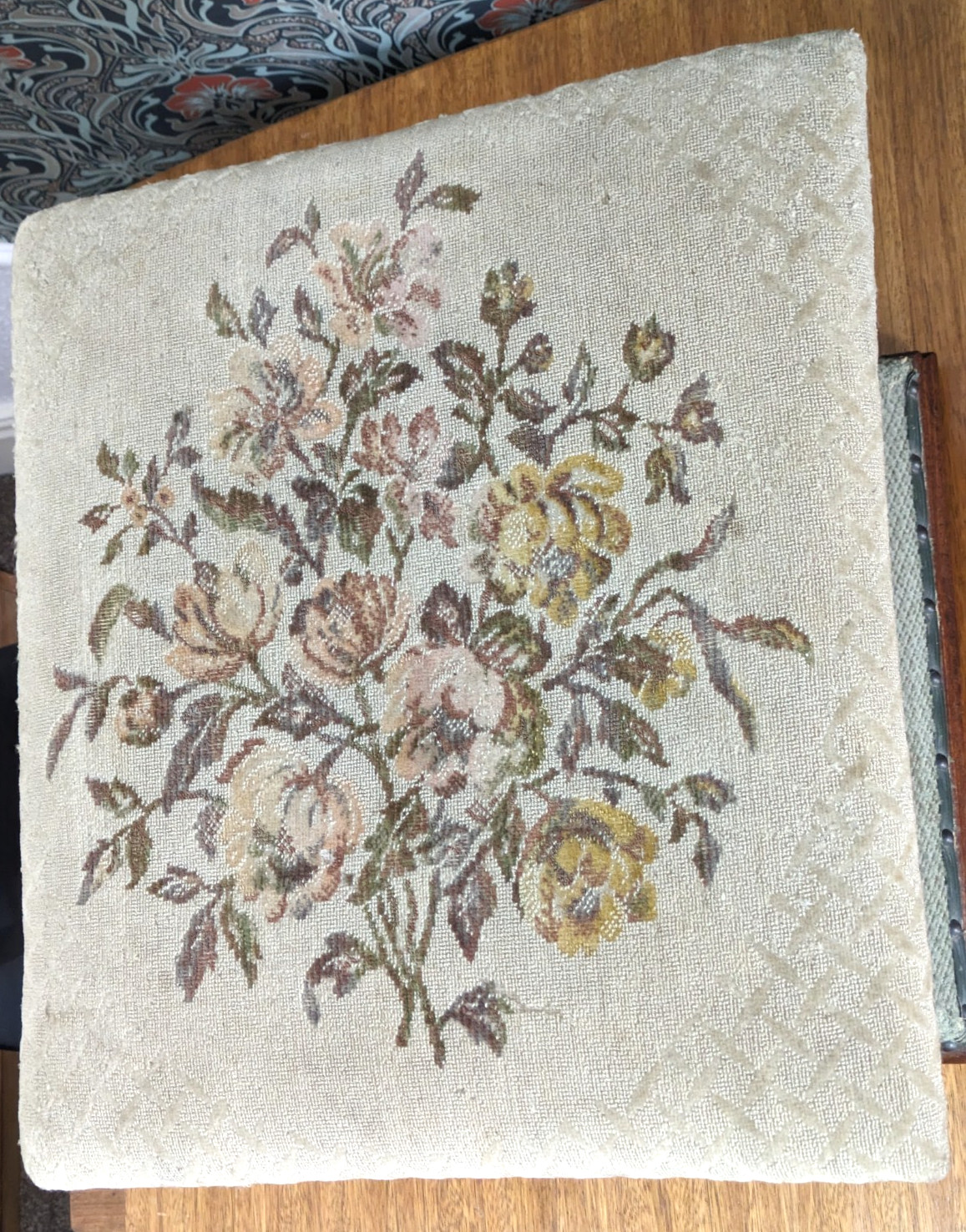 Victorian Upholstered Hourglass Ottoman Footstool Stool Antique 19th Century